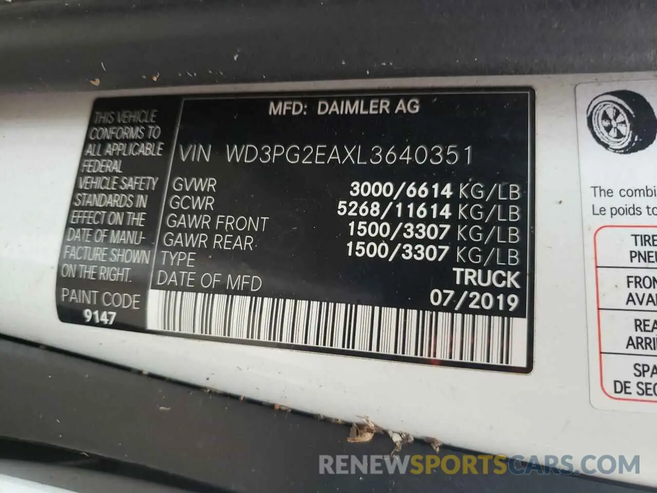 13 Photograph of a damaged car WD3PG2EAXL3640351 MERCEDES-BENZ METRIS 2020
