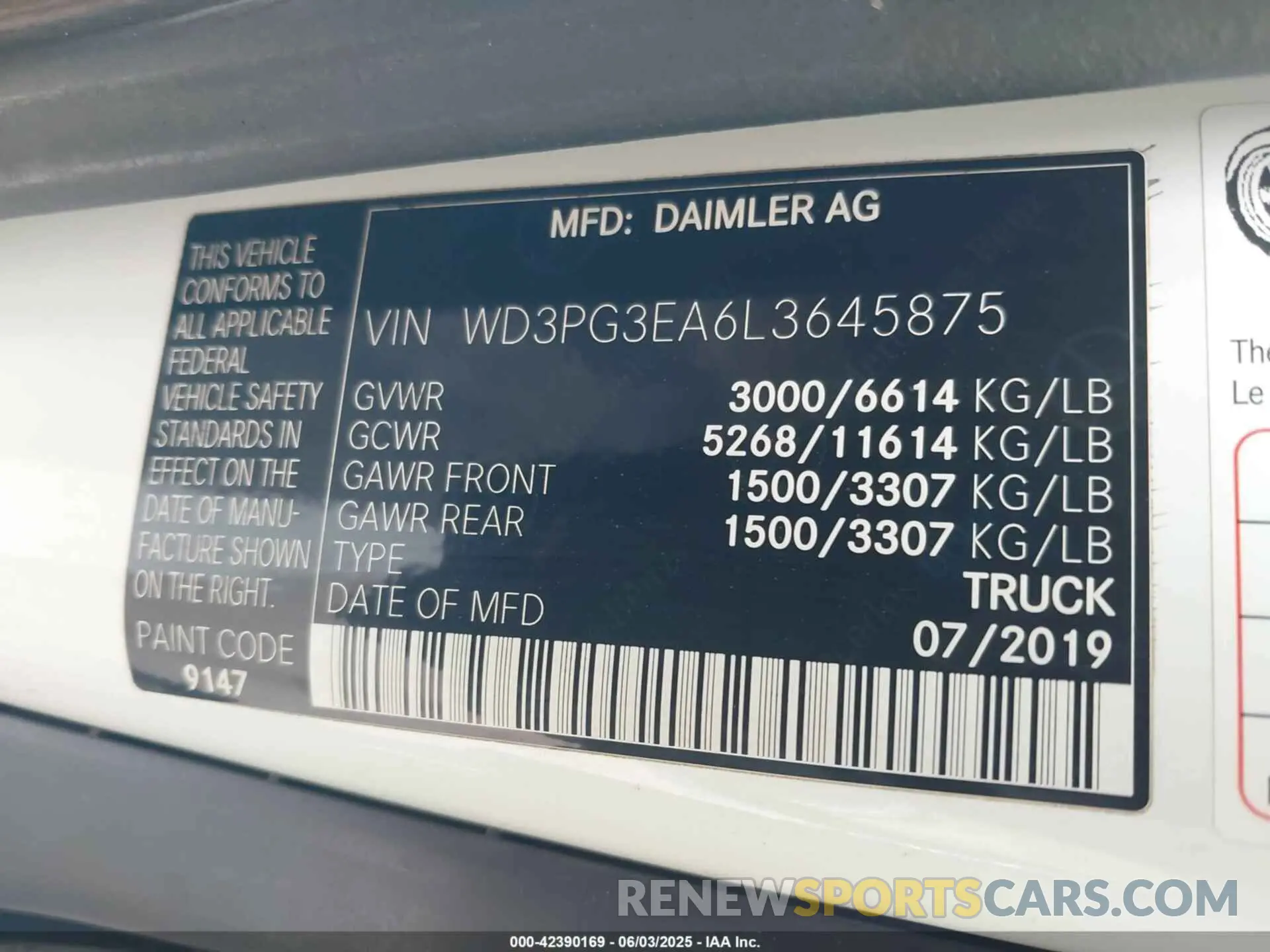 9 Photograph of a damaged car WD3PG3EA6L3645875 MERCEDES-BENZ METRIS 2020
