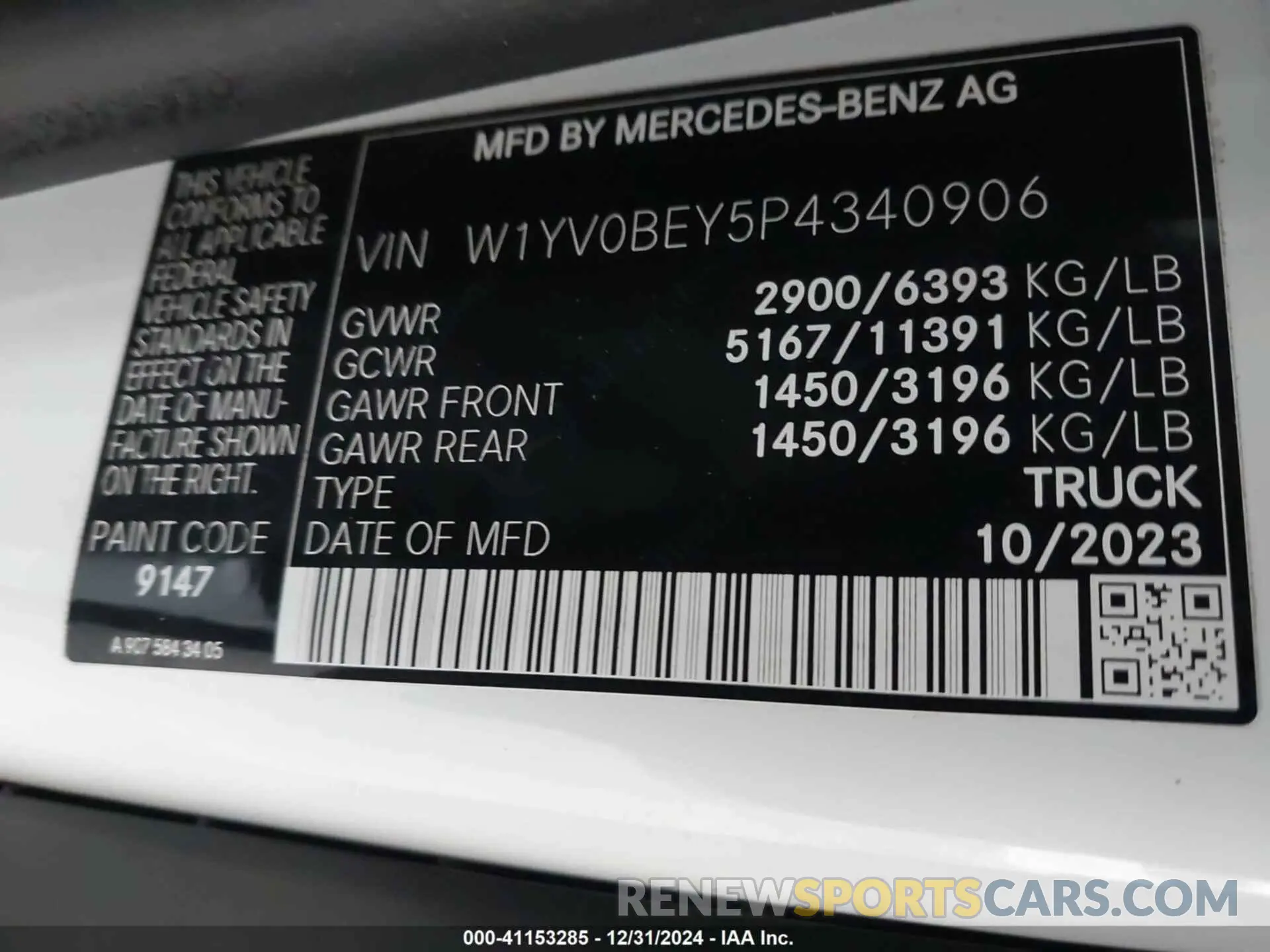 9 Фотография поврежденного автомобиля W1YV0BEY5P4340906 MERCEDES-BENZ METRIS 2023