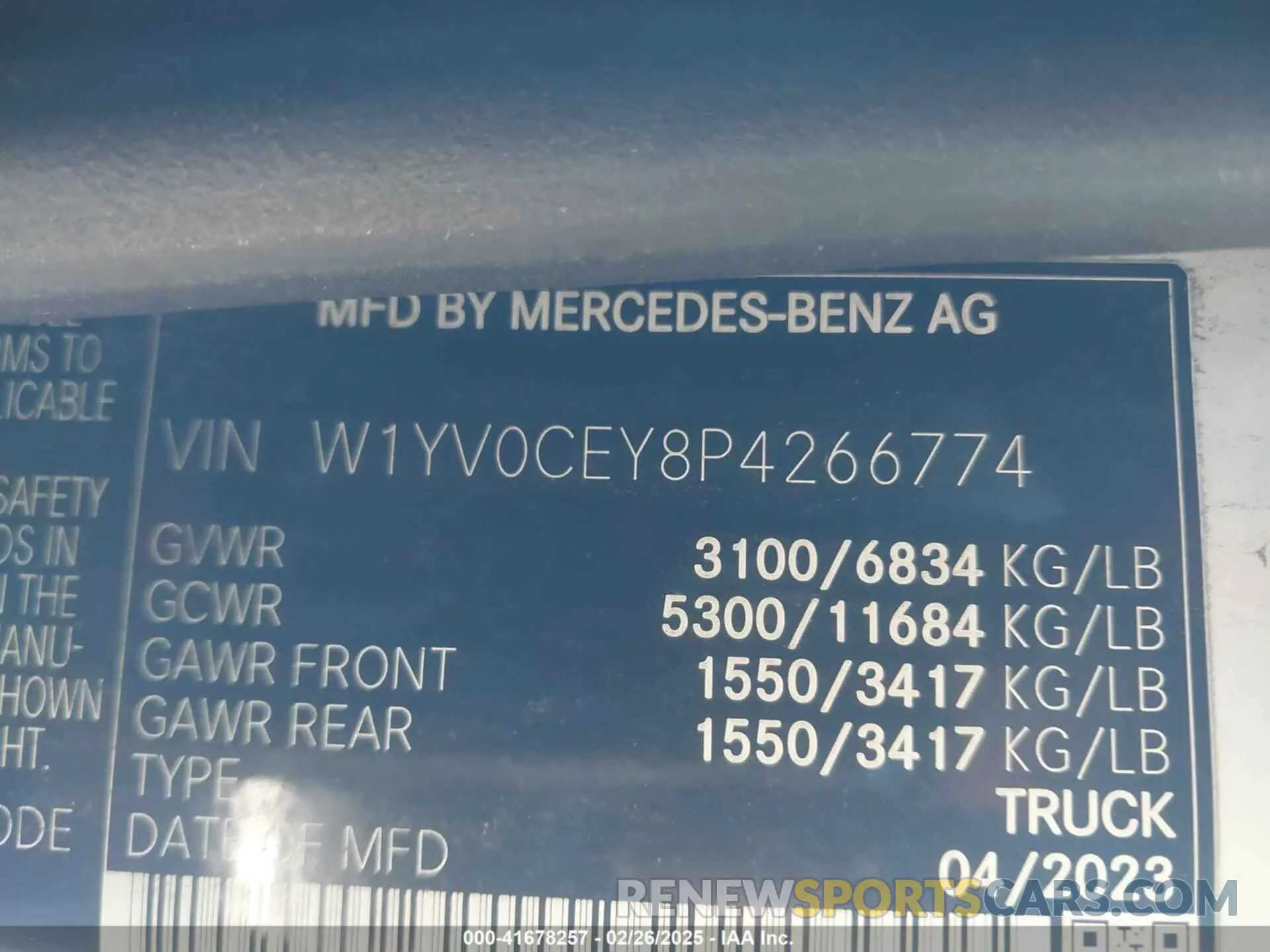 9 Фотография поврежденного автомобиля W1YV0CEY8P4266774 MERCEDES-BENZ METRIS 2023