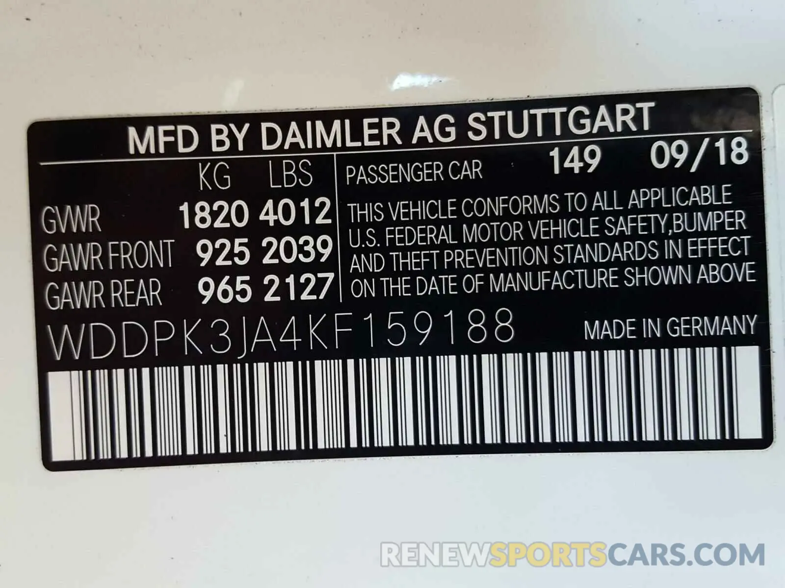 10 Photograph of a damaged car WDDPK3JA4KF159188 MERCEDES-BENZ S CLASS 2019