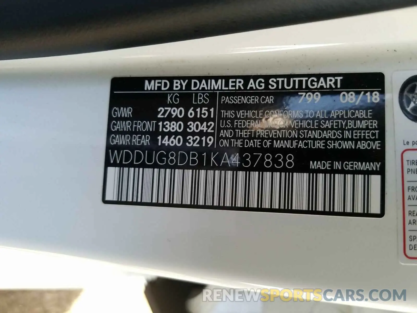 10 Фотография поврежденного автомобиля WDDUG8DB1KA437838 MERCEDES-BENZ S CLASS 2019