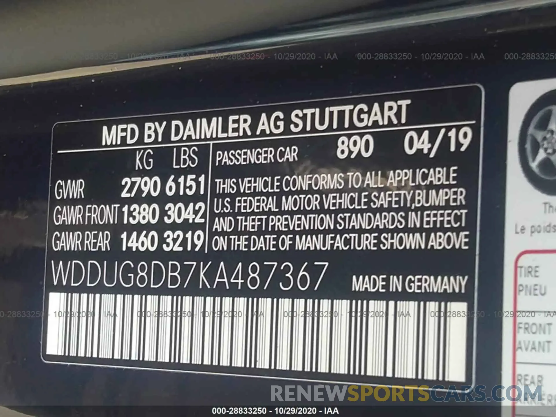 9 Photograph of a damaged car WDDUG8DB7KA487367 MERCEDES-BENZ S-CLASS 2019
