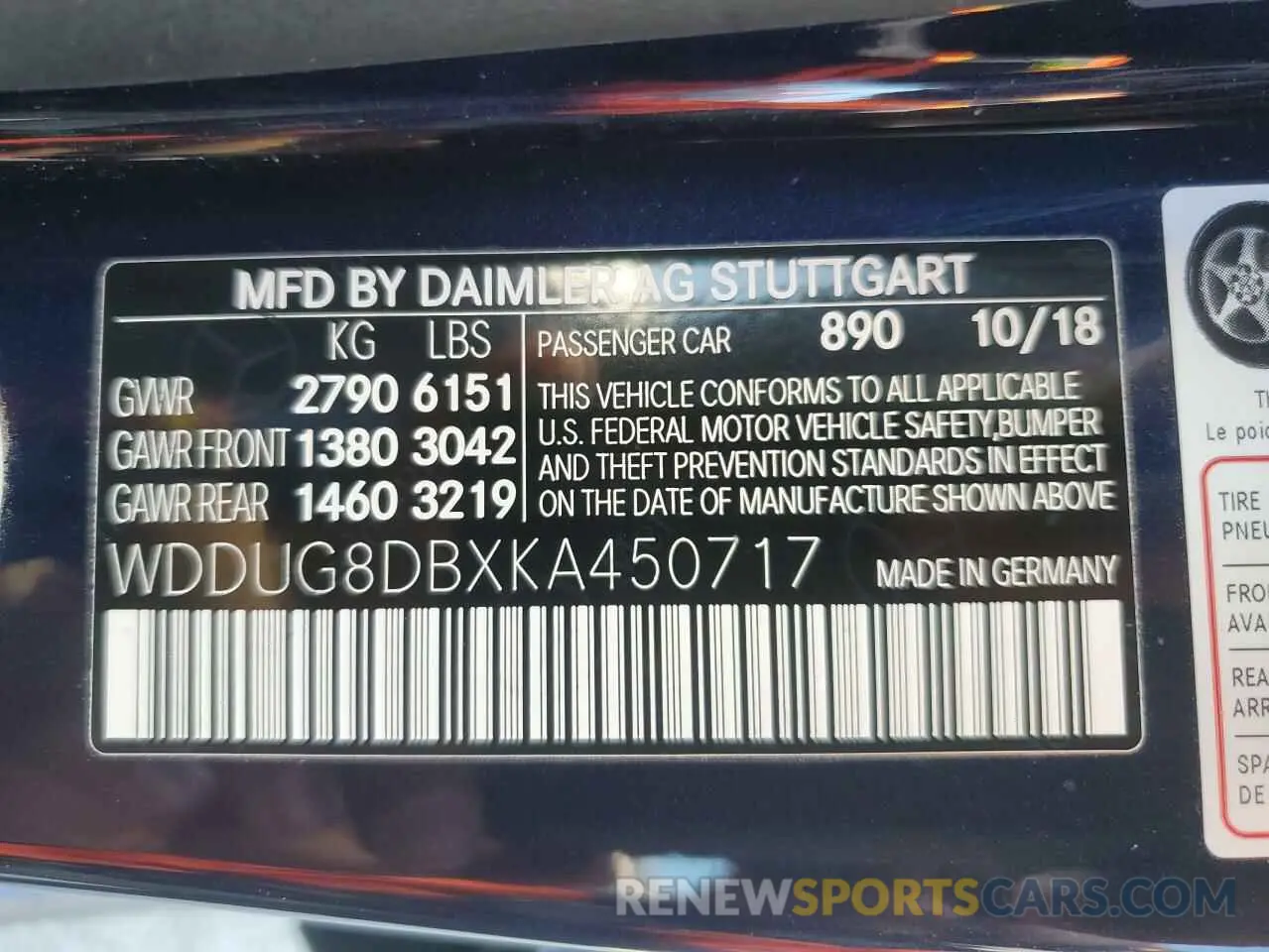 13 Photograph of a damaged car WDDUG8DBXKA450717 MERCEDES-BENZ S-CLASS 2019