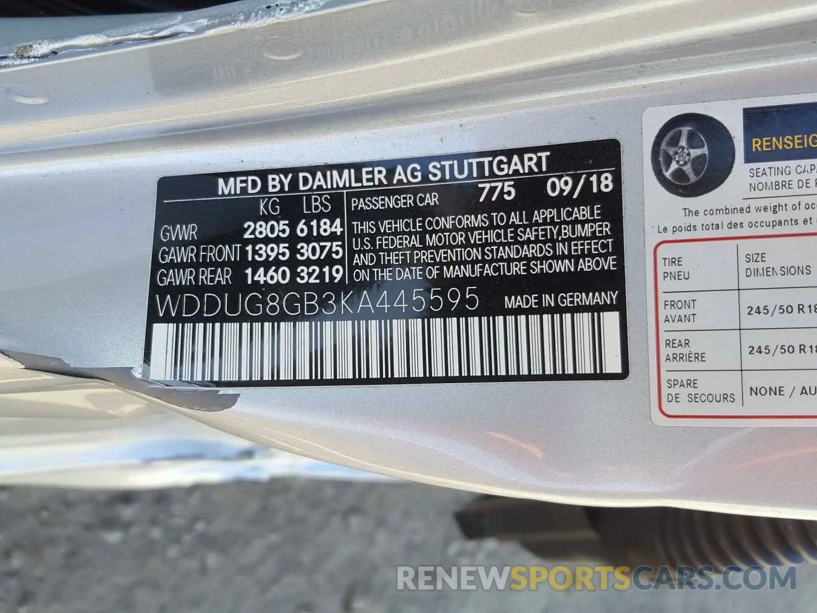 10 Фотография поврежденного автомобиля WDDUG8GB3KA445595 MERCEDES-BENZ S CLASS 2019