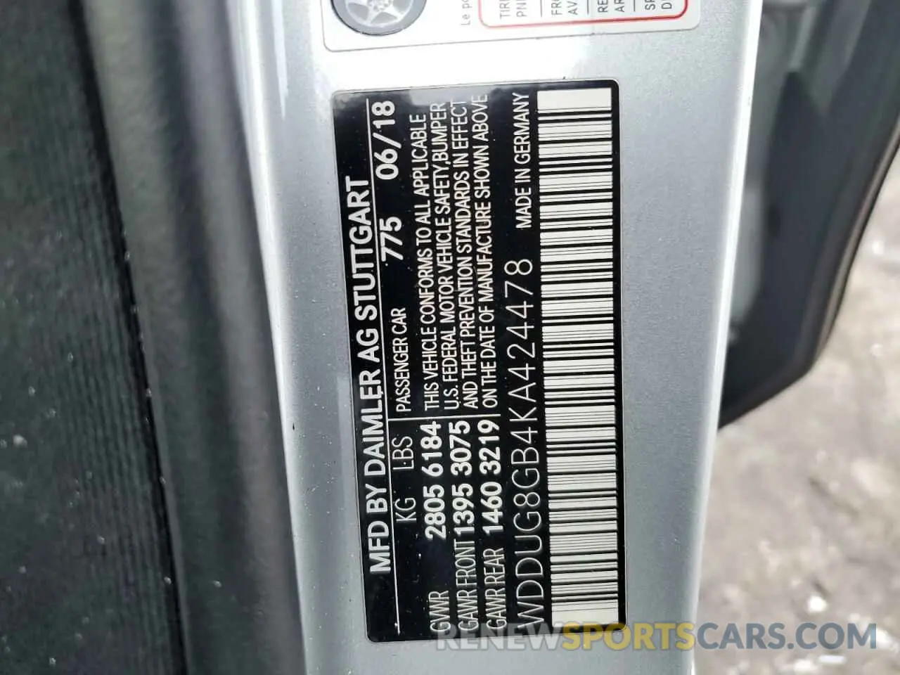12 Photograph of a damaged car WDDUG8GB4KA424478 MERCEDES-BENZ S-CLASS 2019