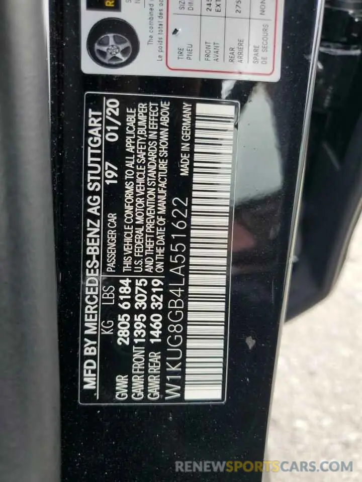 12 Фотография поврежденного автомобиля W1KUG8GB4LA551622 MERCEDES-BENZ S-CLASS 2020