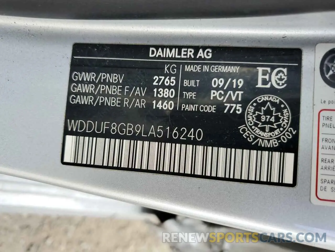 12 Photograph of a damaged car WDDUF8GB9LA516240 MERCEDES-BENZ S-CLASS 2020