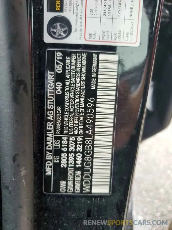 13 Photograph of a damaged car WDDUG8GB8LA490596 MERCEDES-BENZ S-CLASS 2020