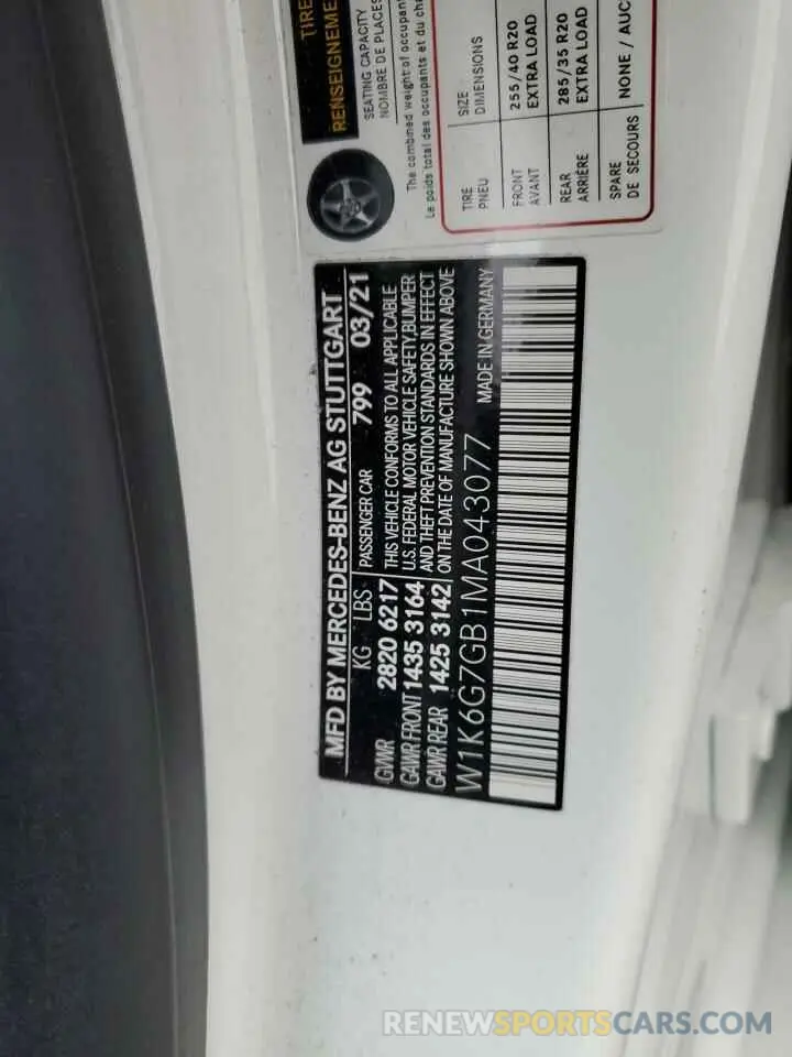 13 Фотография поврежденного автомобиля W1K6G7GB1MA043077 MERCEDES-BENZ S-CLASS 2021