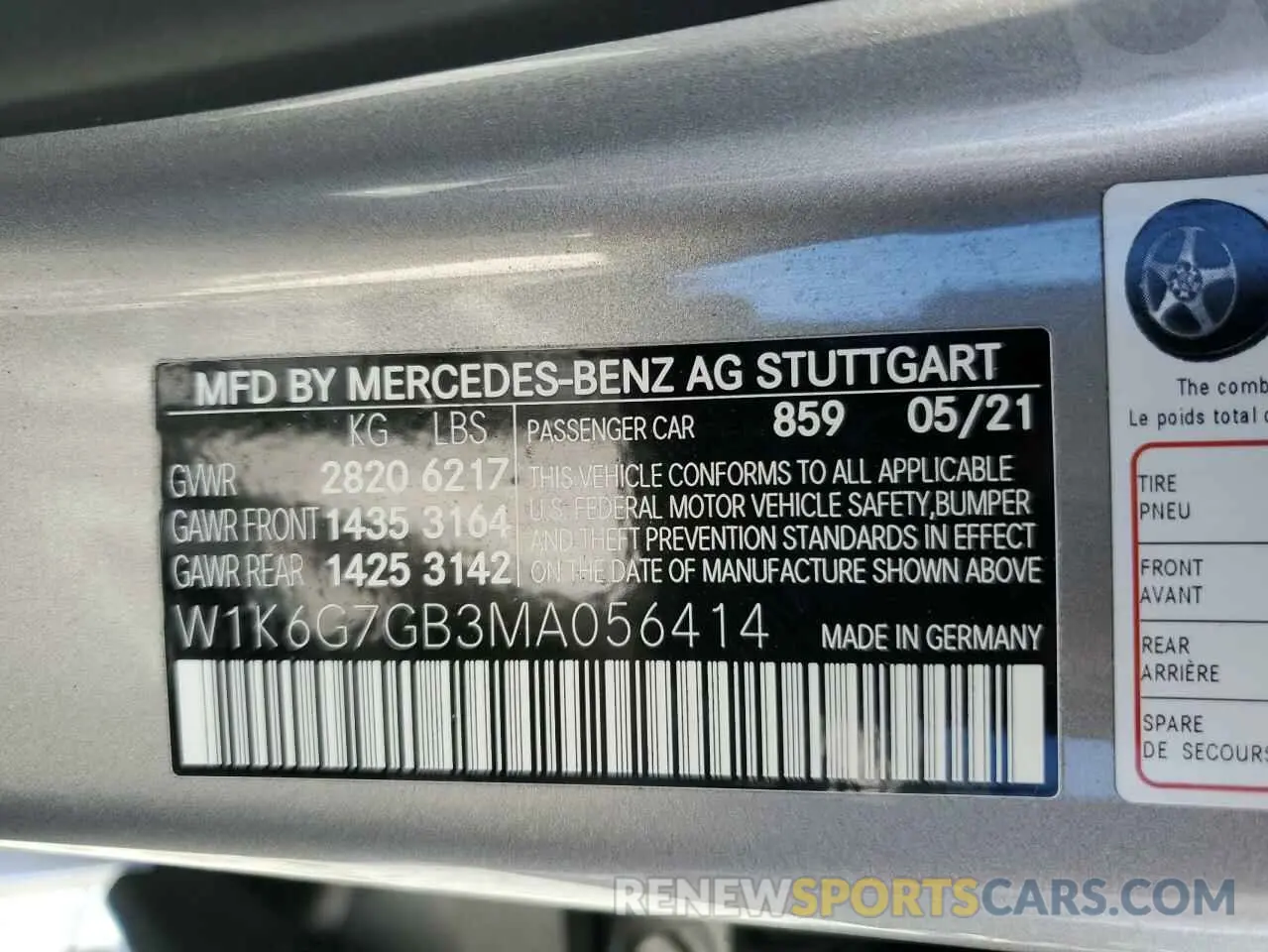 12 Photograph of a damaged car W1K6G7GB3MA056414 MERCEDES-BENZ S-CLASS 2021