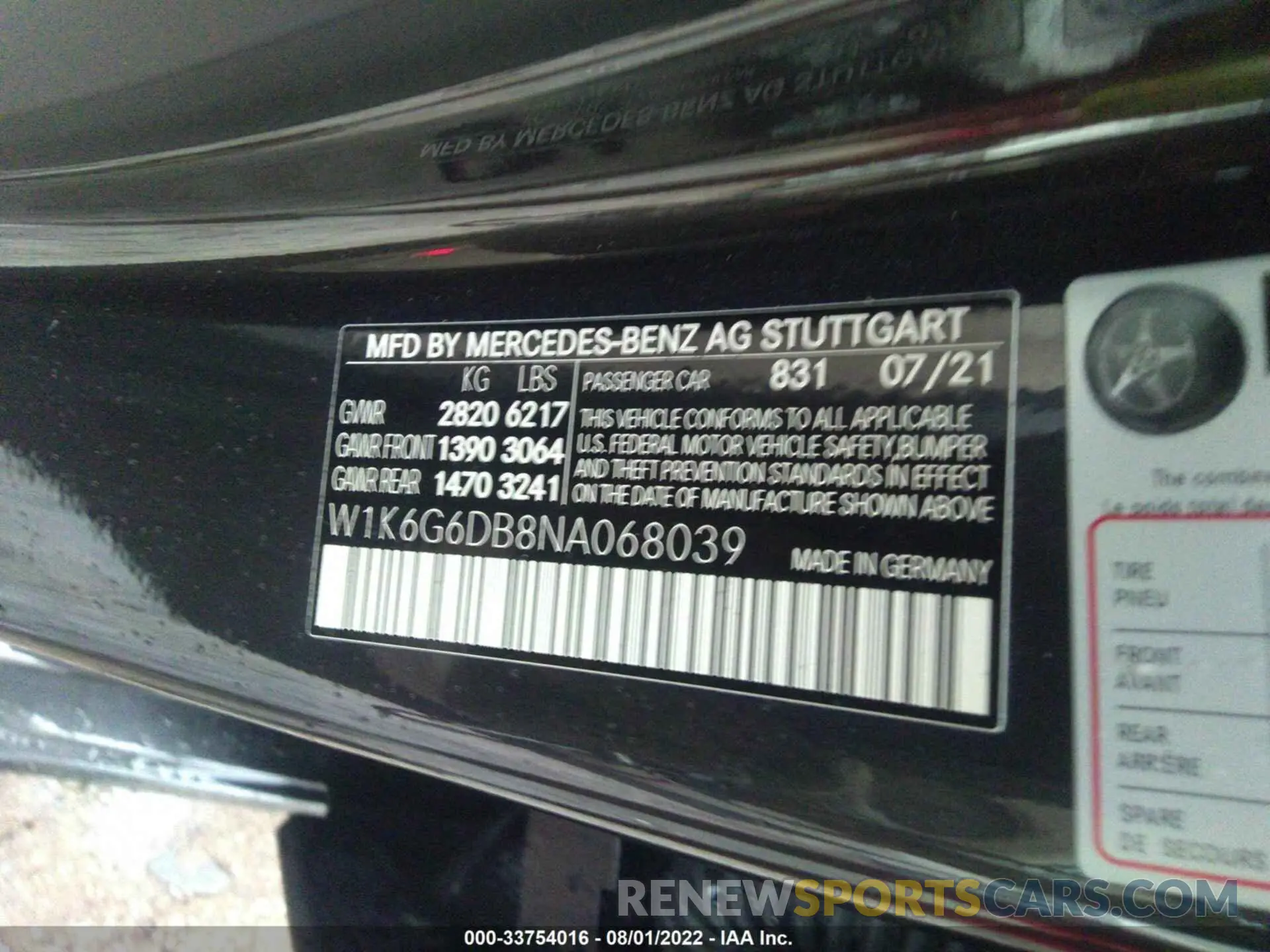 9 Photograph of a damaged car W1K6G6DB8NA068039 MERCEDES-BENZ S-CLASS 2022