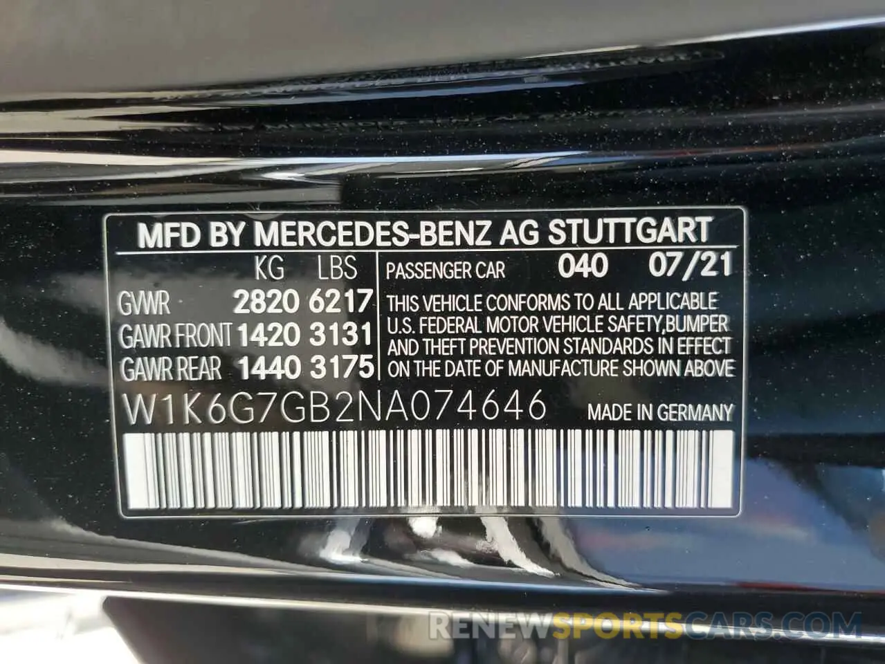 12 Фотография поврежденного автомобиля W1K6G7GB2NA074646 MERCEDES-BENZ S-CLASS 2022