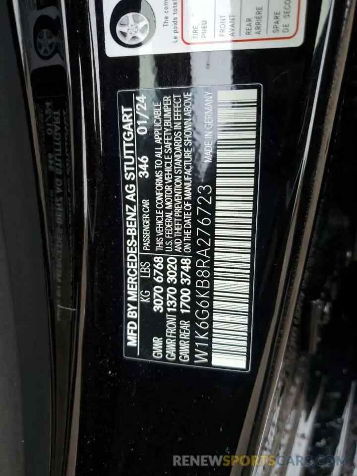 12 Фотография поврежденного автомобиля W1K6G6KB8RA276723 MERCEDES-BENZ S S580E 4M 2024