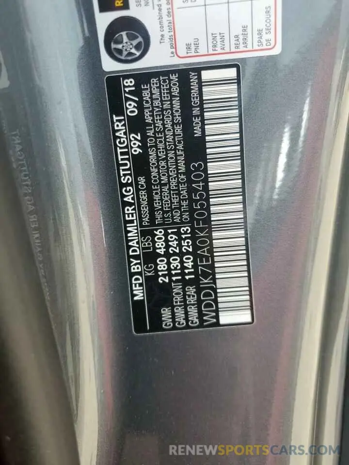 12 Photograph of a damaged car WDDJK7EA0KF055403 MERCEDES-BENZ SL-CLASS 2019