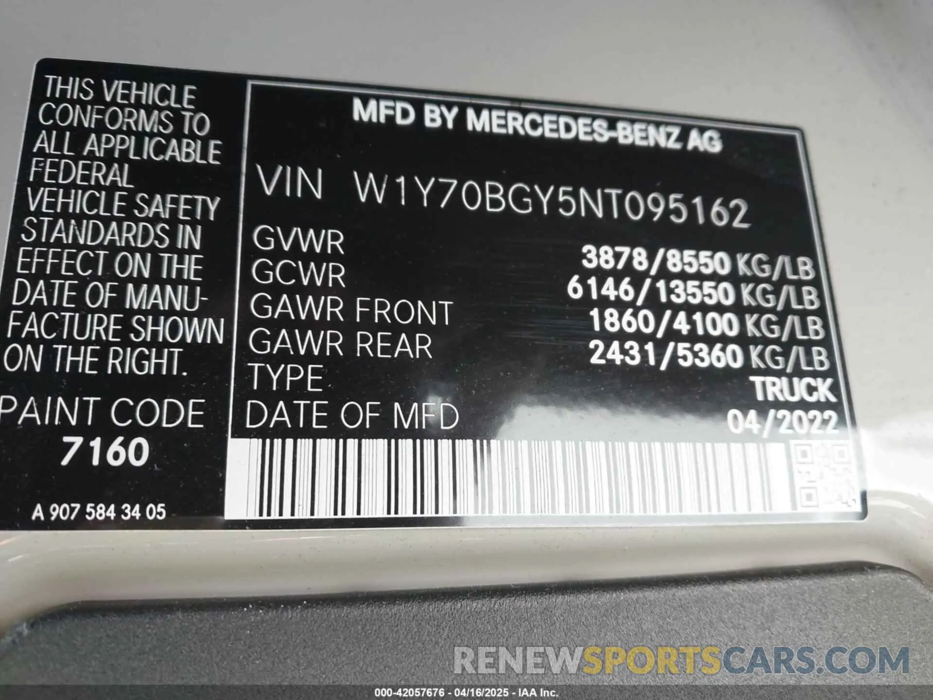 9 Photograph of a damaged car W1Y70BGY5NT095162 MERCEDES-BENZ SPRINTER 1500 2022