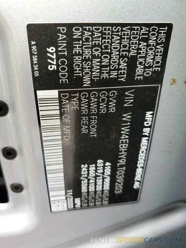 10 Photograph of a damaged car W1W4EBHY9LT039203 MERCEDES-BENZ SPRINTER 2020