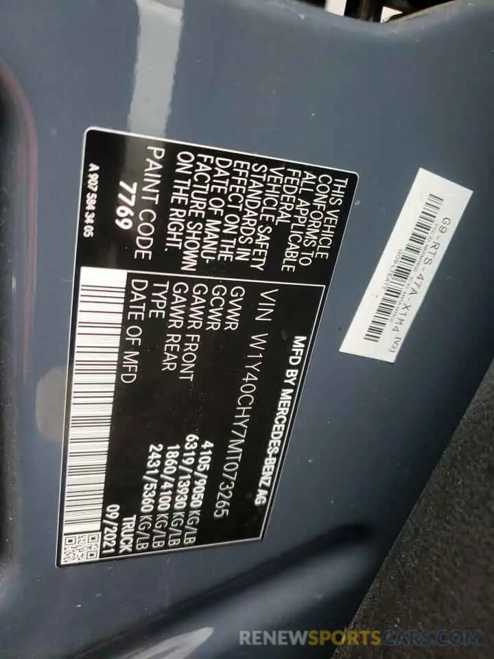 10 Photograph of a damaged car W1Y40CHY7MT073265 MERCEDES-BENZ SPRINTER 2021