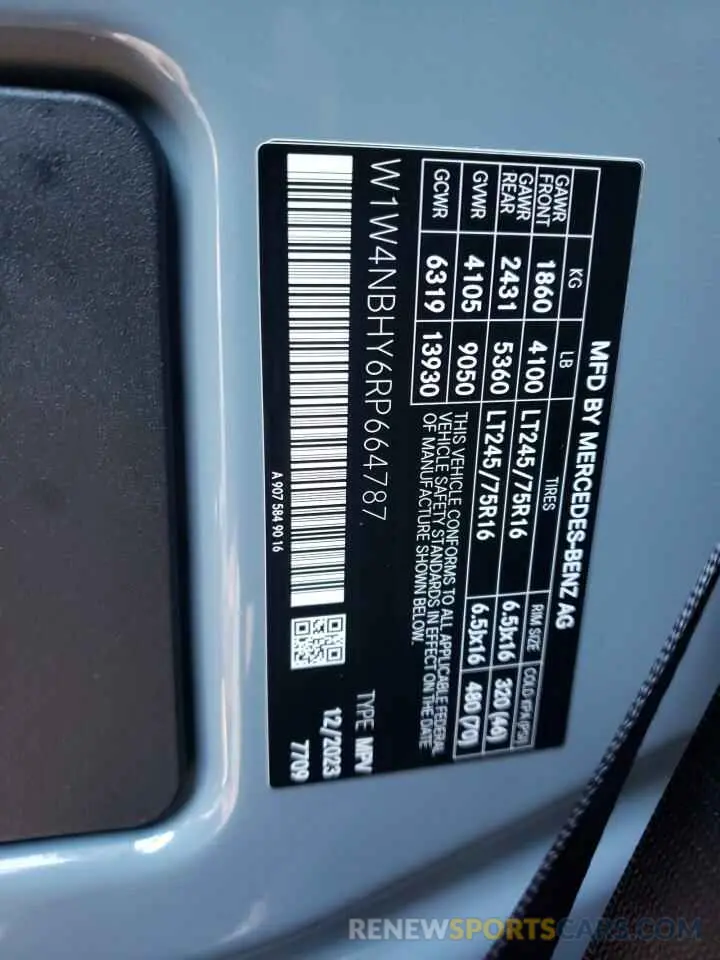 12 Photograph of a damaged car W1W4NBHY6RP664787 MERCEDES-BENZ SPRINTER 2024
