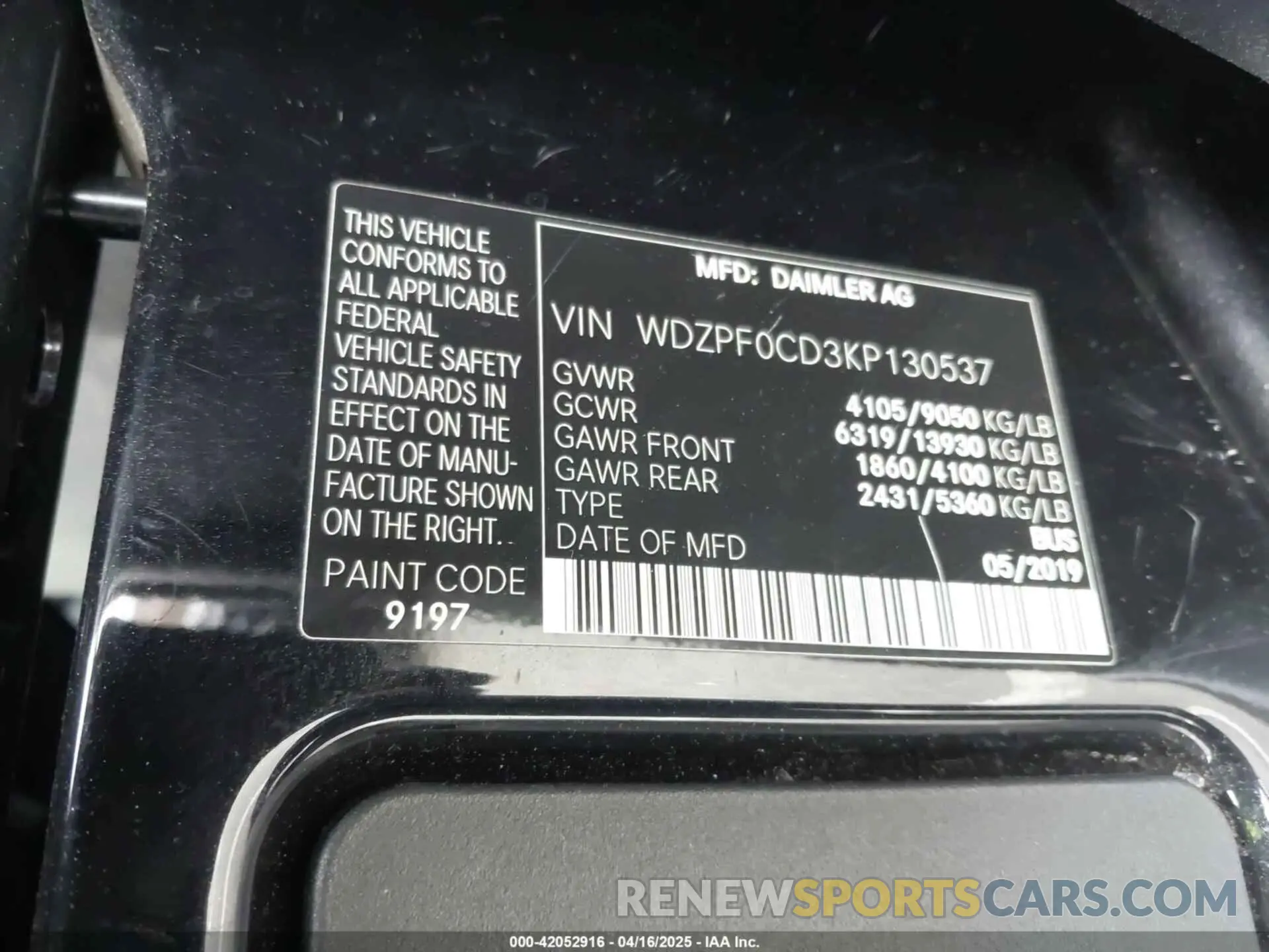 9 Photograph of a damaged car WDZPF0CD3KP130537 MERCEDES-BENZ SPRINTER 2500 2019