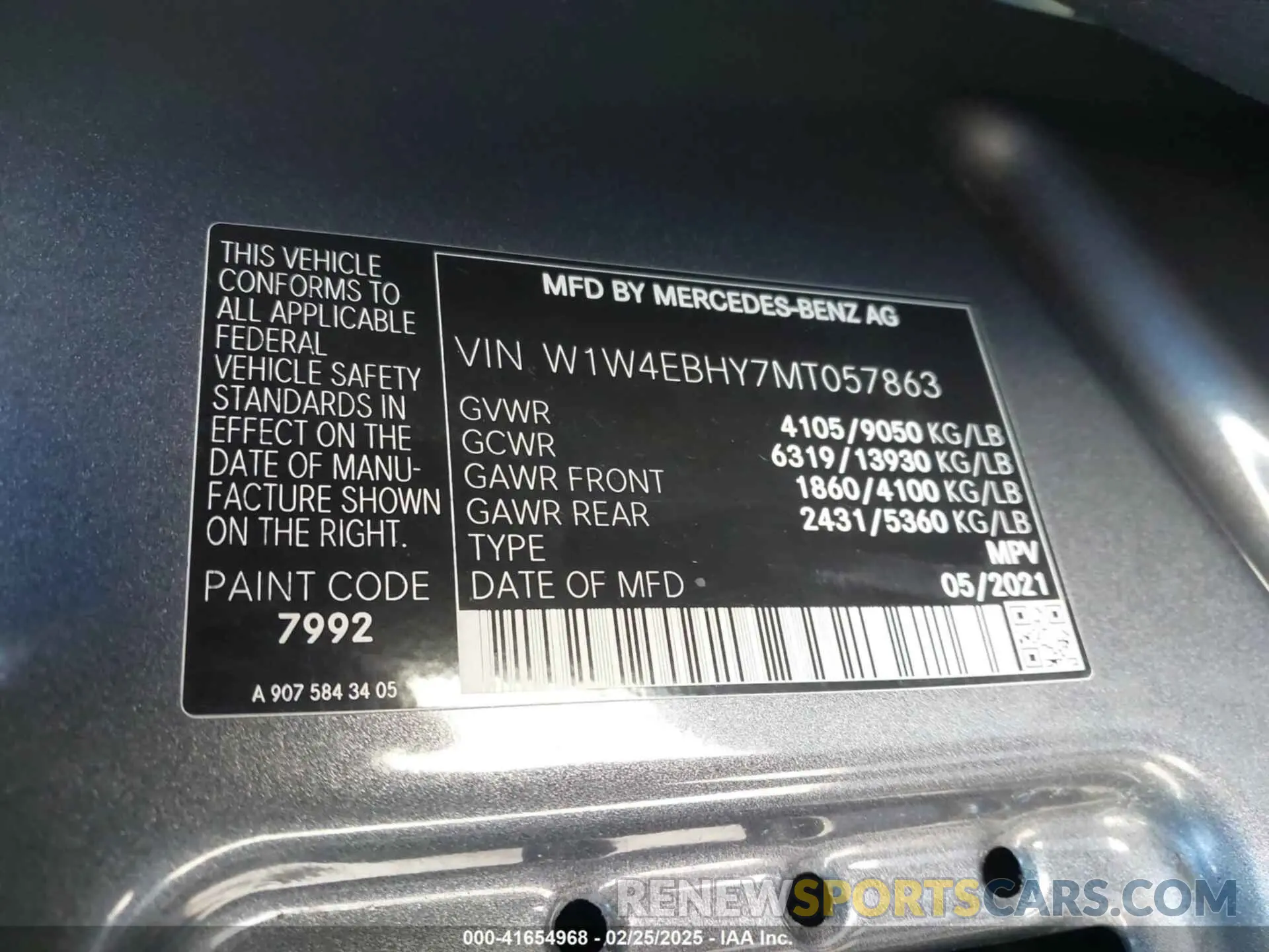 9 Фотография поврежденного автомобиля W1W4EBHY7MT057863 MERCEDES-BENZ SPRINTER 2500 2021