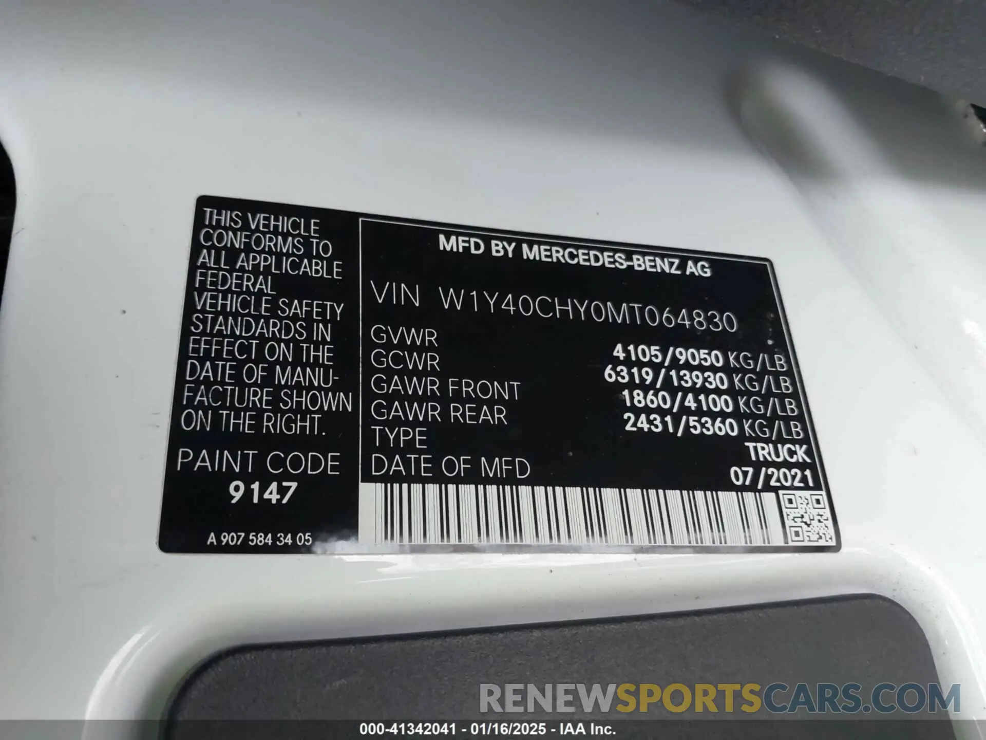 9 Photograph of a damaged car W1Y40CHY0MT064830 MERCEDES-BENZ SPRINTER 2500 2021