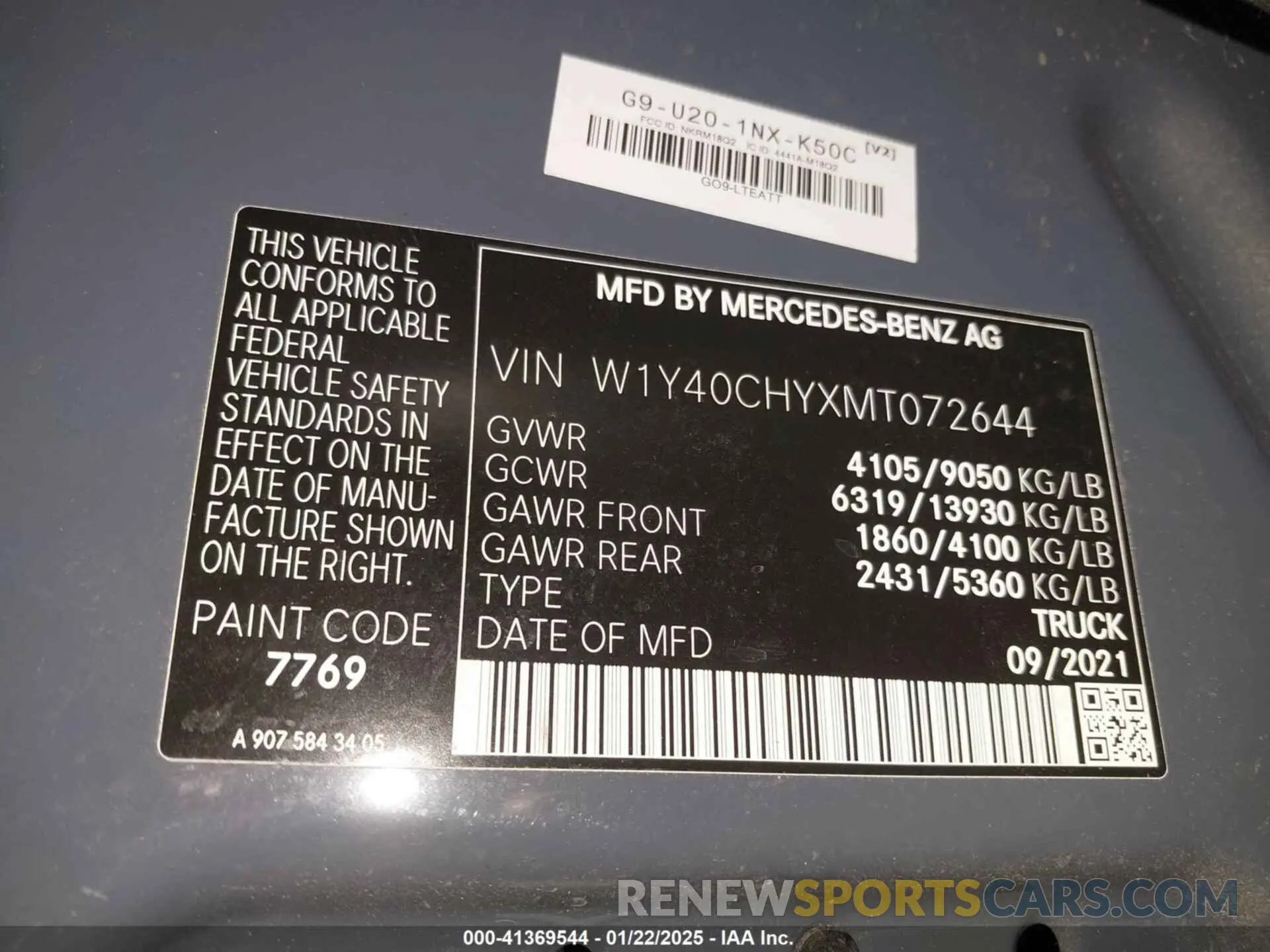 9 Photograph of a damaged car W1Y40CHYXMT072644 MERCEDES-BENZ SPRINTER 2500 2021