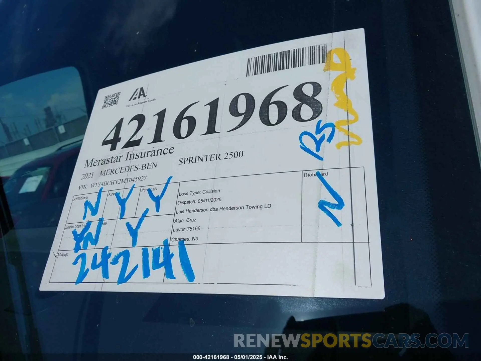 17 Фотография поврежденного автомобиля W1Y4DCHY2MT045927 MERCEDES-BENZ SPRINTER 2500 2021