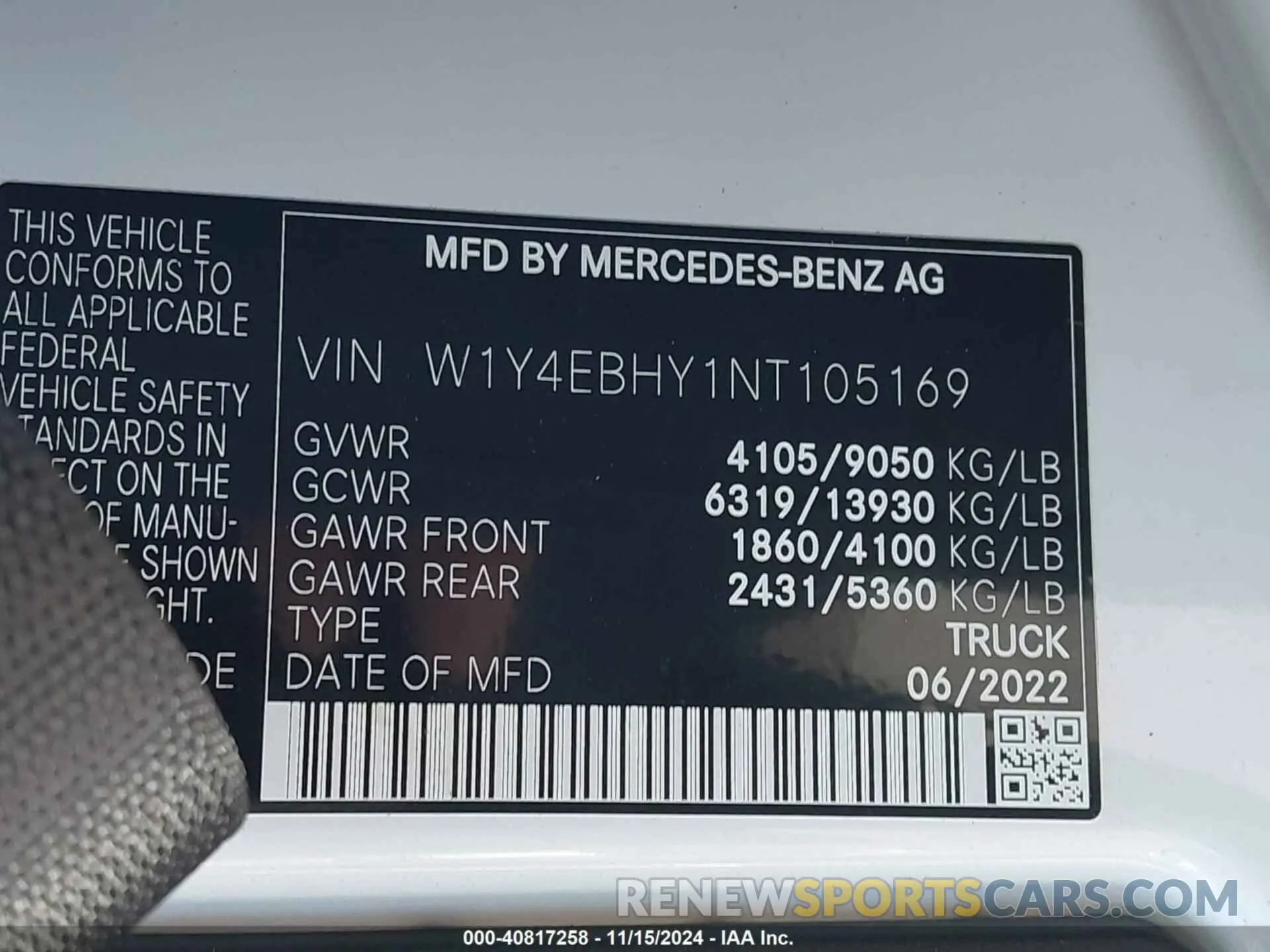 9 Photograph of a damaged car W1Y4EBHY1NT105169 MERCEDES-BENZ SPRINTER 2500 2022