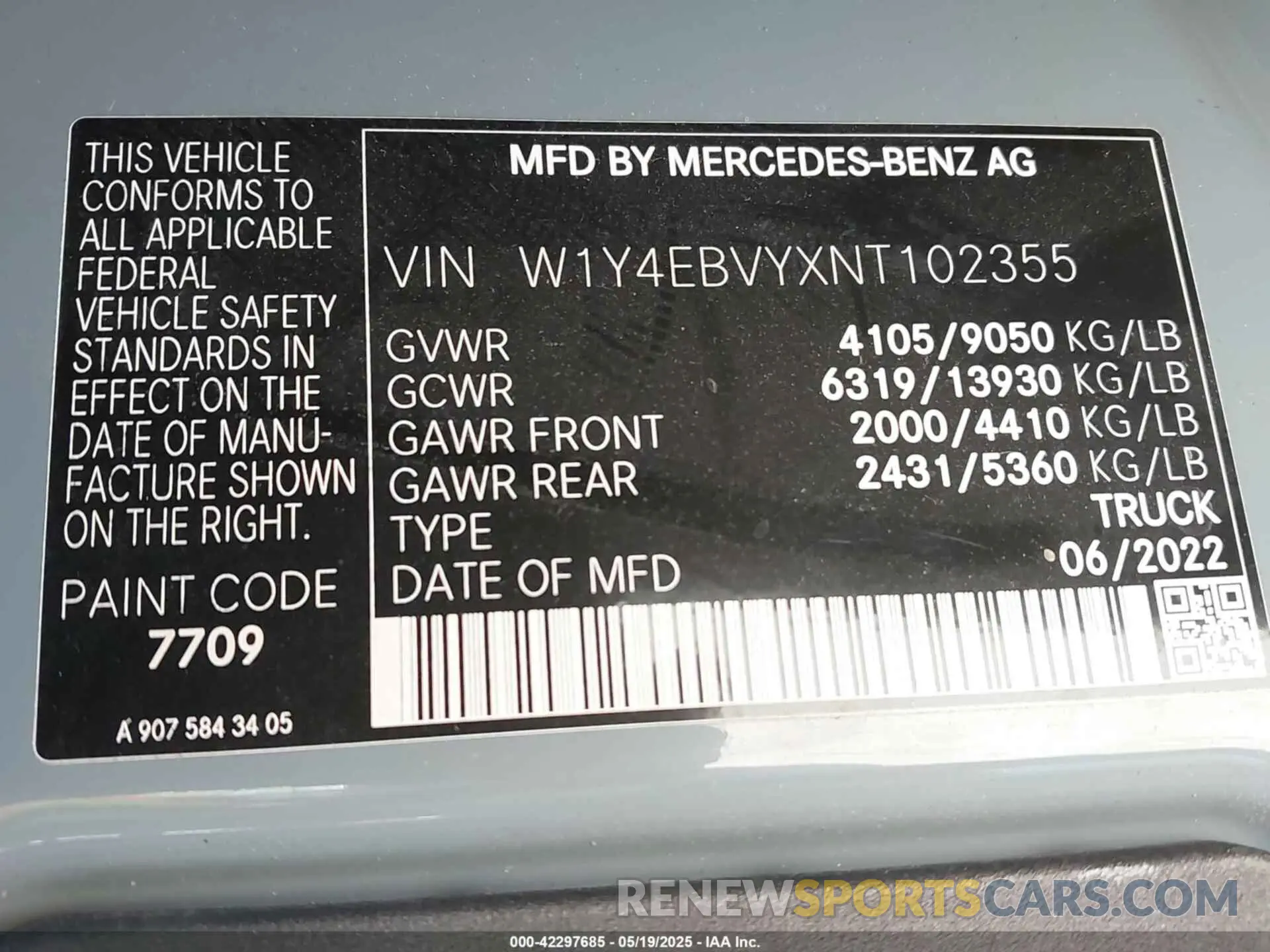 9 Photograph of a damaged car W1Y4EBVYXNT102355 MERCEDES-BENZ SPRINTER 2500 2022