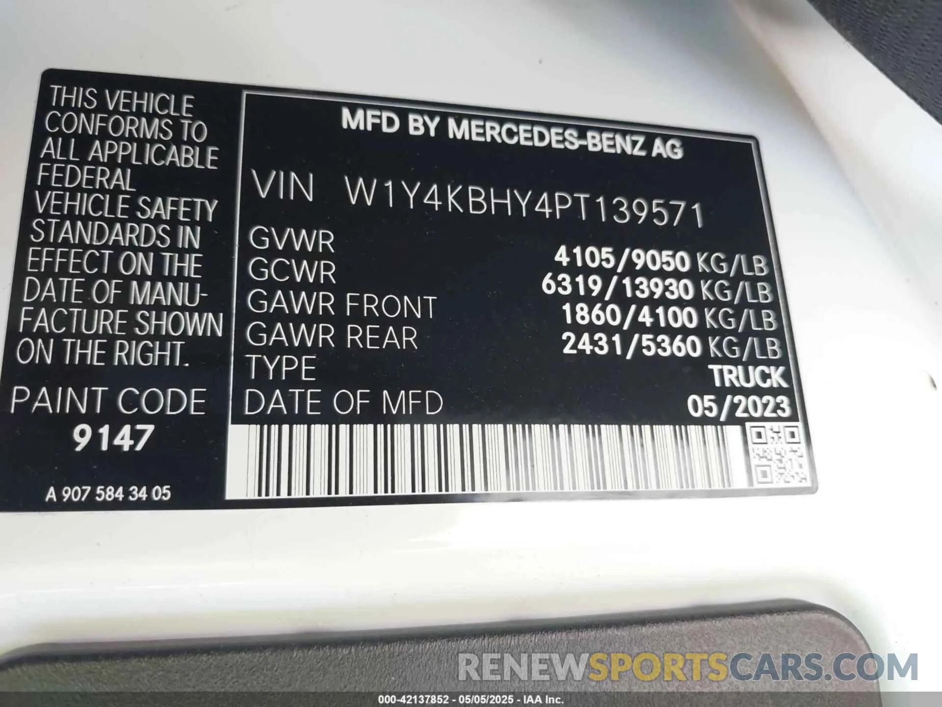 9 Photograph of a damaged car W1Y4KBHY4PT139571 MERCEDES-BENZ SPRINTER 2500 2023