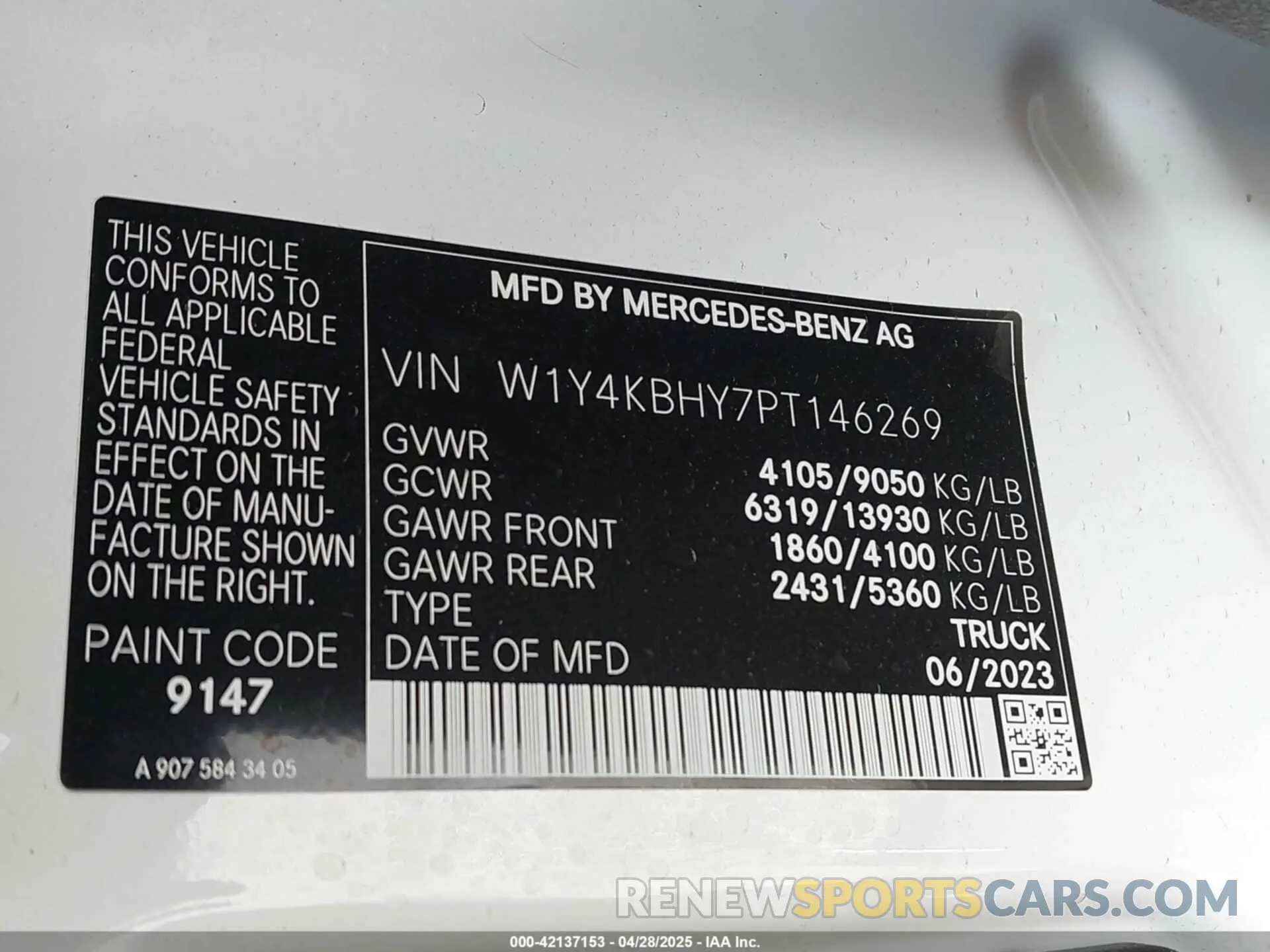 9 Photograph of a damaged car W1Y4KBHY7PT146269 MERCEDES-BENZ SPRINTER 2500 2023