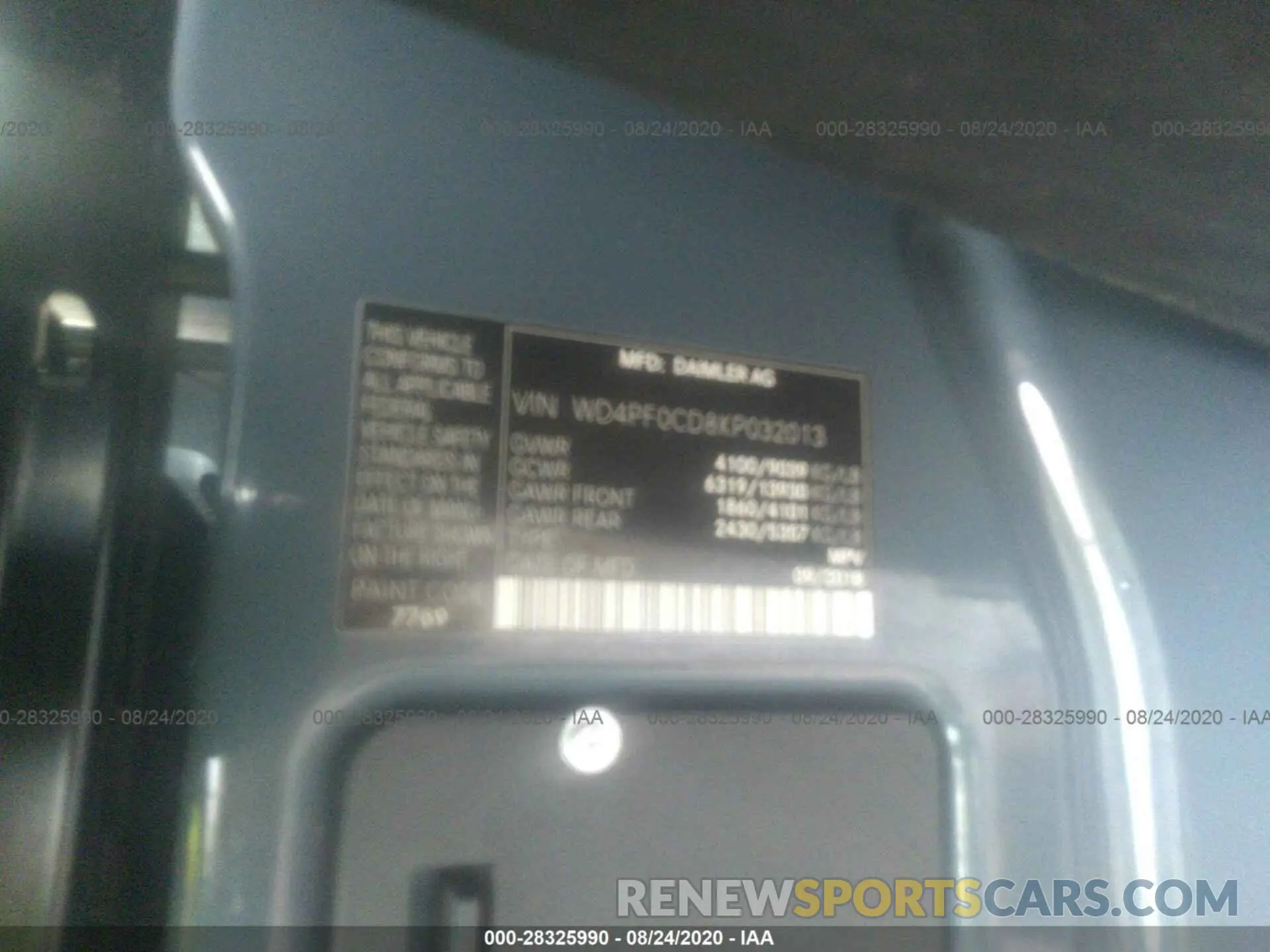 9 Photograph of a damaged car WD4PF0CD8KP032013 MERCEDES-BENZ SPRINTER VAN 2019