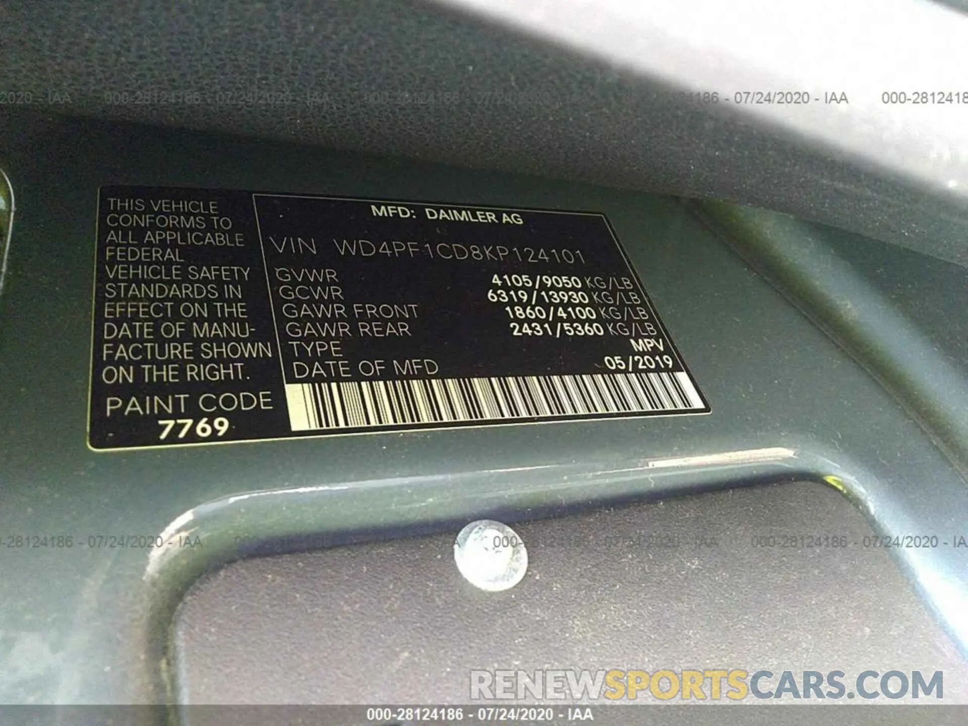 9 Photograph of a damaged car WD4PF1CD8KP124101 MERCEDES-BENZ SPRINTER VAN 2019