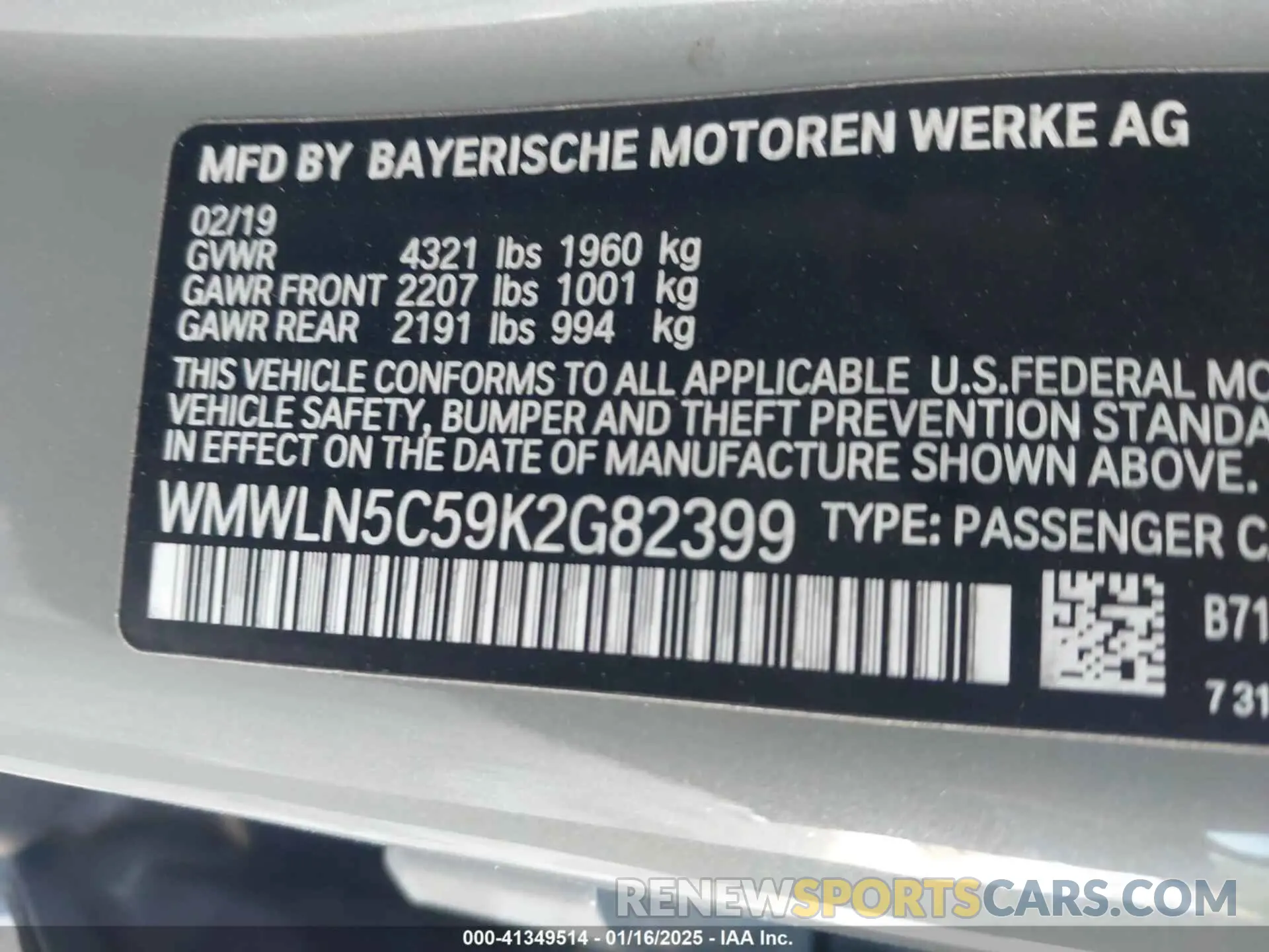 9 Photograph of a damaged car WMWLN5C59K2G82399 MINI CLUBMAN 2019