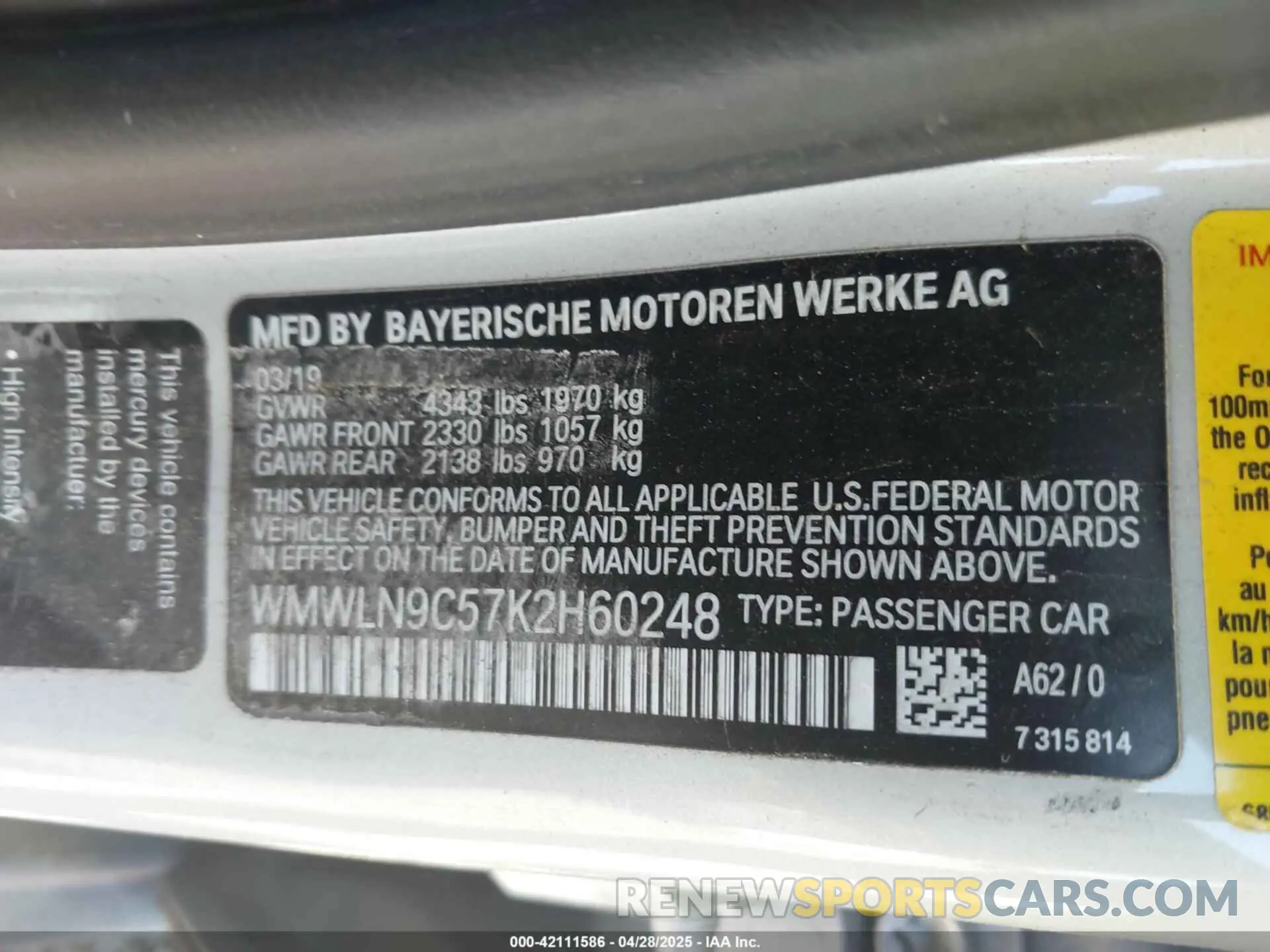 9 Photograph of a damaged car WMWLN9C57K2H60248 MINI CLUBMAN 2019