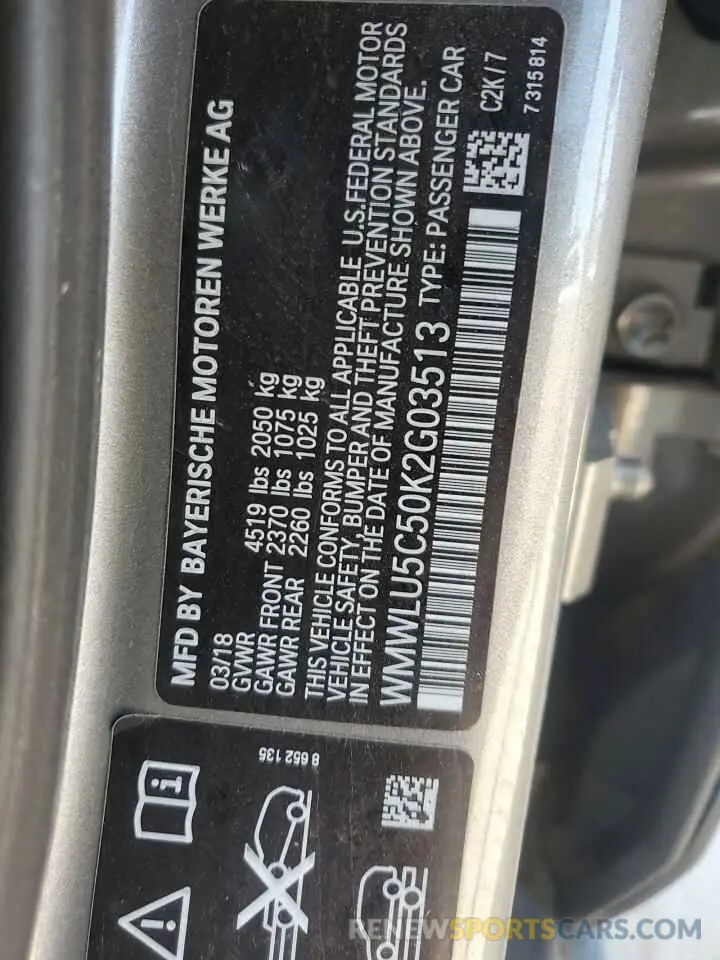 12 Photograph of a damaged car WMWLU5C50K2G03513 MINI COOPER 2019