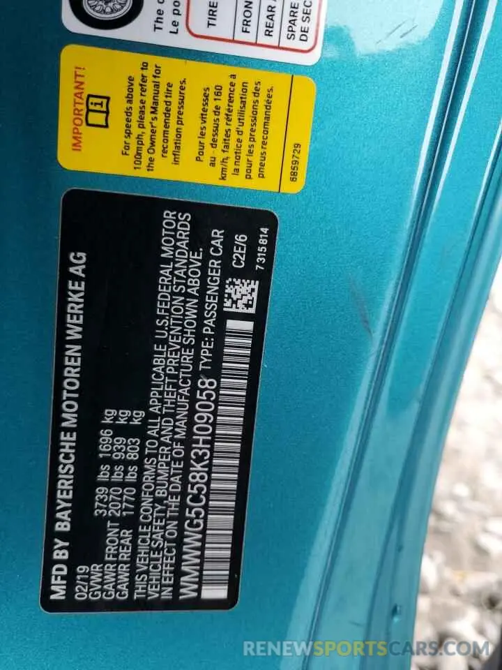 12 Photograph of a damaged car WMWWG5C58K3H09058 MINI COOPER 2019
