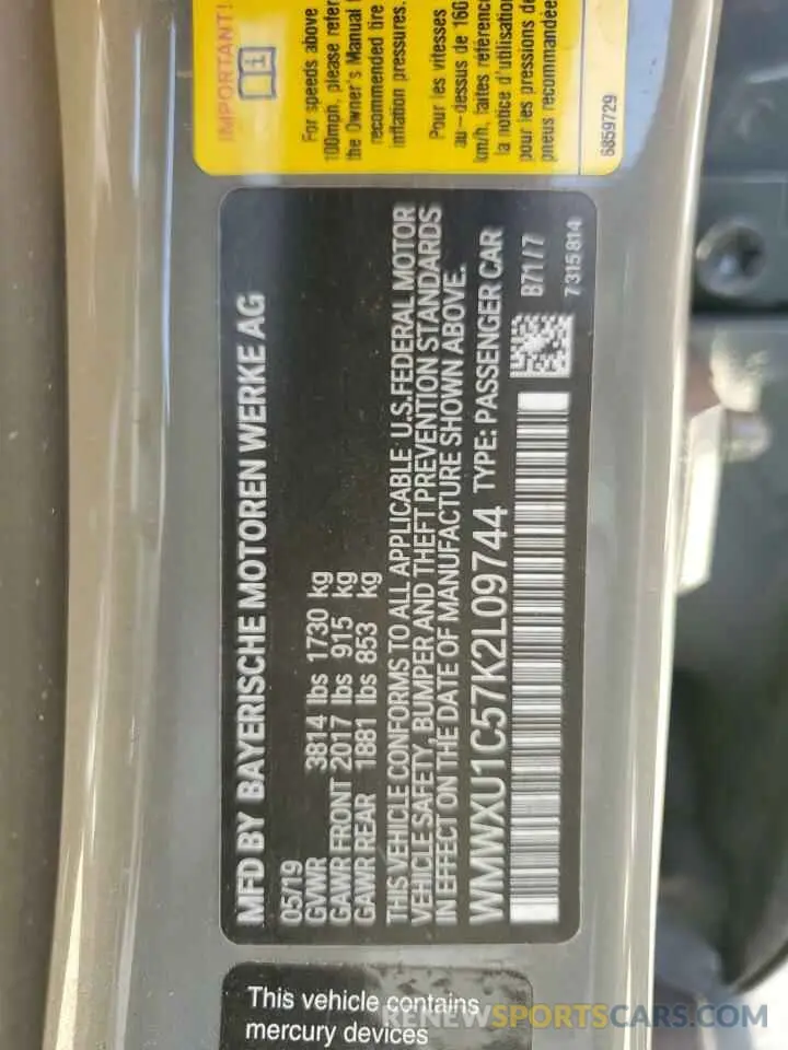 13 Фотография поврежденного автомобиля WMWXU1C57K2L09744 MINI COOPER 2019