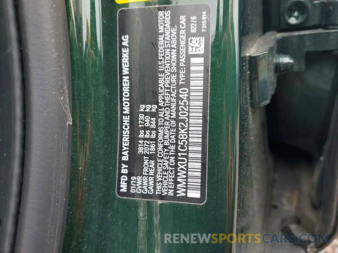 13 Фотография поврежденного автомобиля WMWXU1C58K2J02540 MINI COOPER 2019