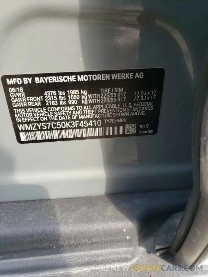 12 Photograph of a damaged car WMZYS7C50K3F45410 MINI COOPER 2019