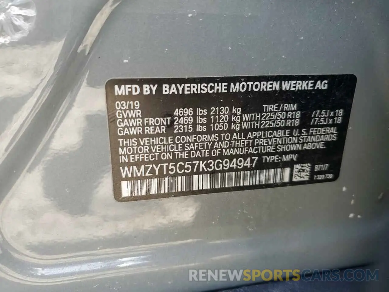 12 Photograph of a damaged car WMZYT5C57K3G94947 MINI COOPER 2019