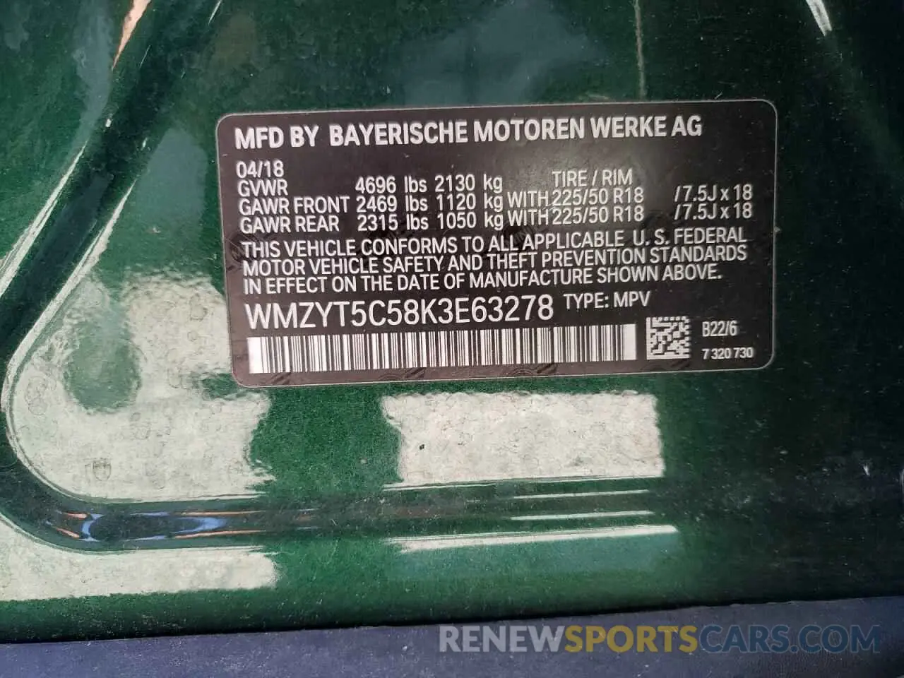 13 Фотография поврежденного автомобиля WMZYT5C58K3E63278 MINI COOPER 2019