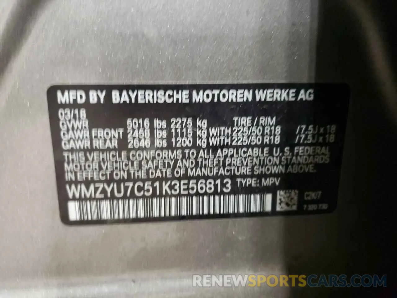 13 Фотография поврежденного автомобиля WMZYU7C51K3E56813 MINI COOPER 2019