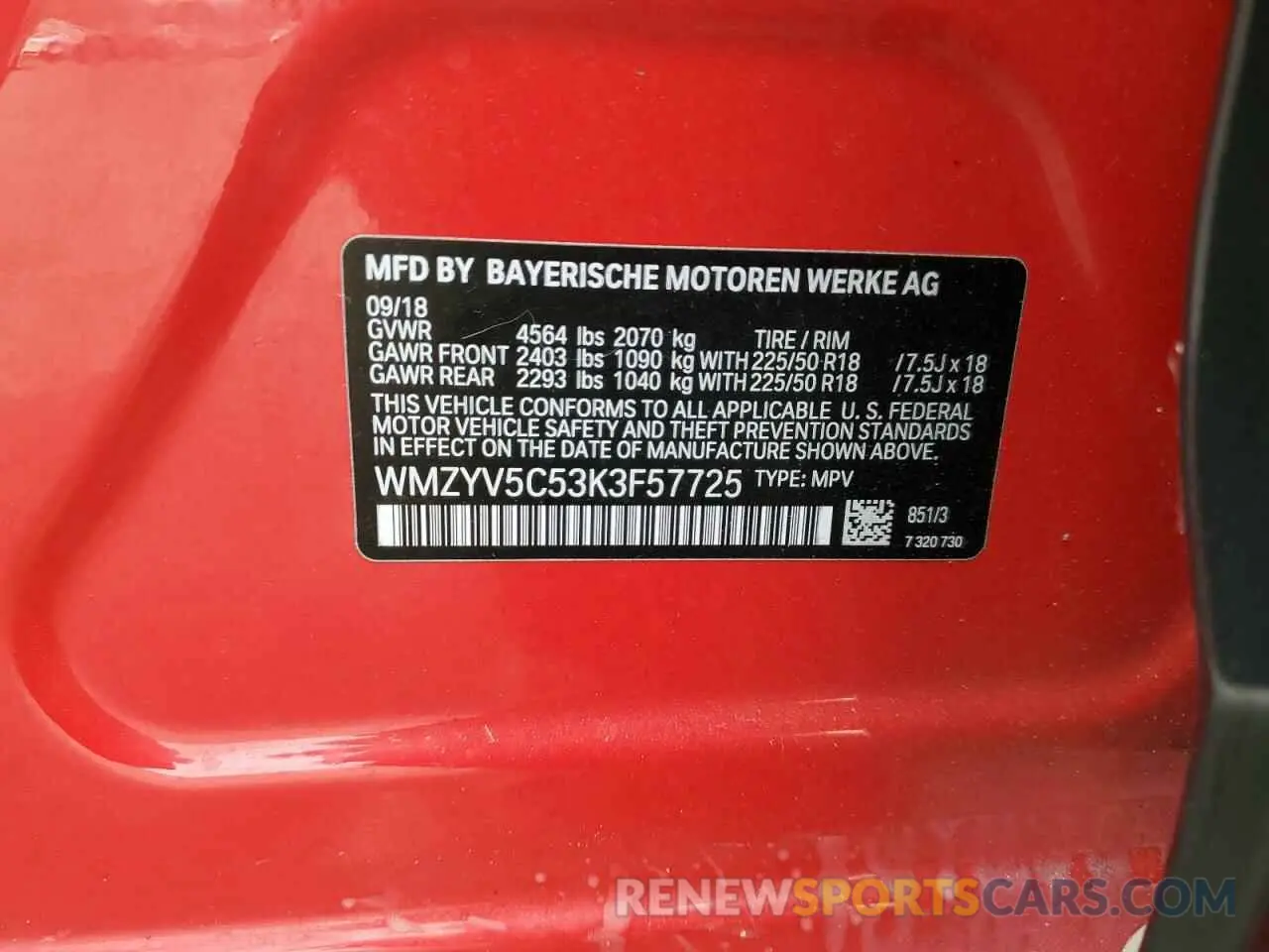 12 Photograph of a damaged car WMZYV5C53K3F57725 MINI COOPER 2019