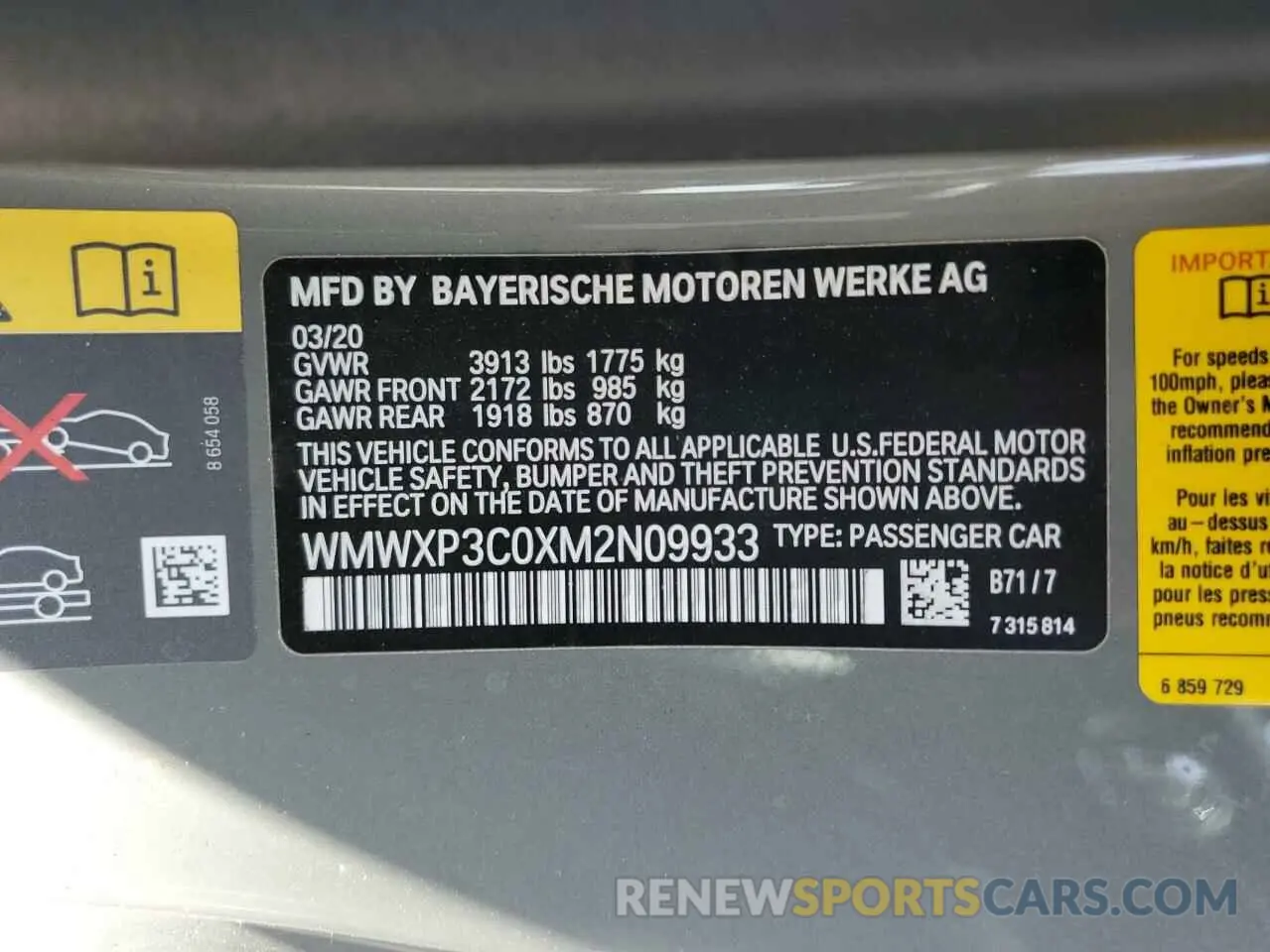 12 Фотография поврежденного автомобиля WMWXP3C0XM2N09933 MINI COOPER 2021