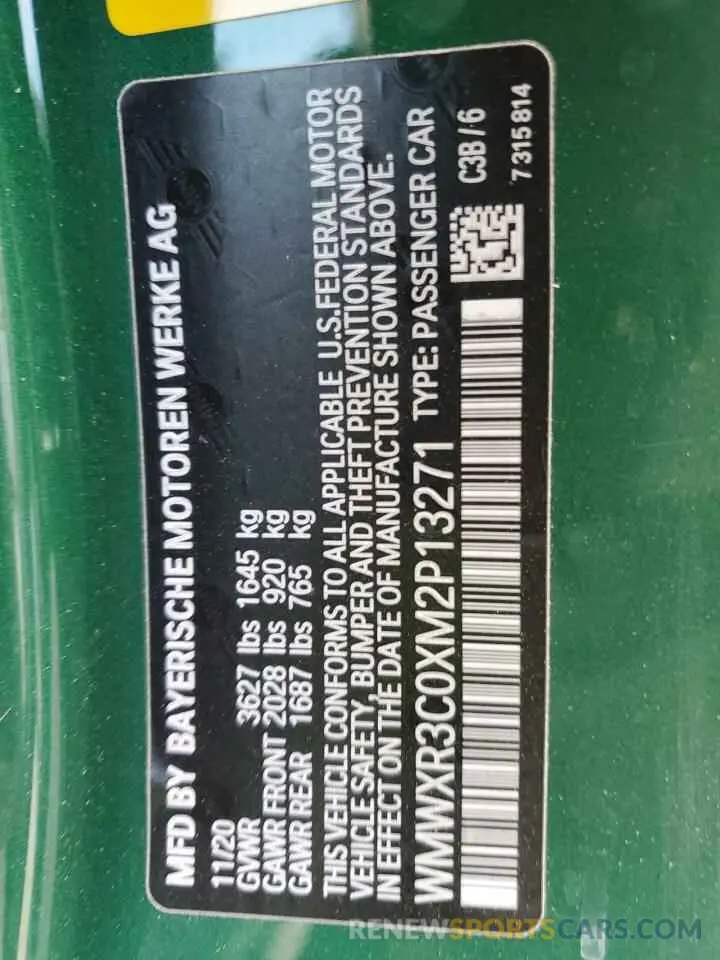 13 Фотография поврежденного автомобиля WMWXR3C0XM2P13271 MINI COOPER 2021