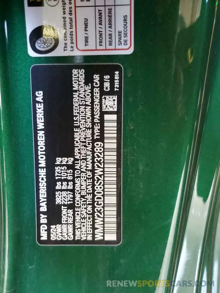 12 Фотография поврежденного автомобиля WMW23GD08S2W23289 MINI COOPER 2025