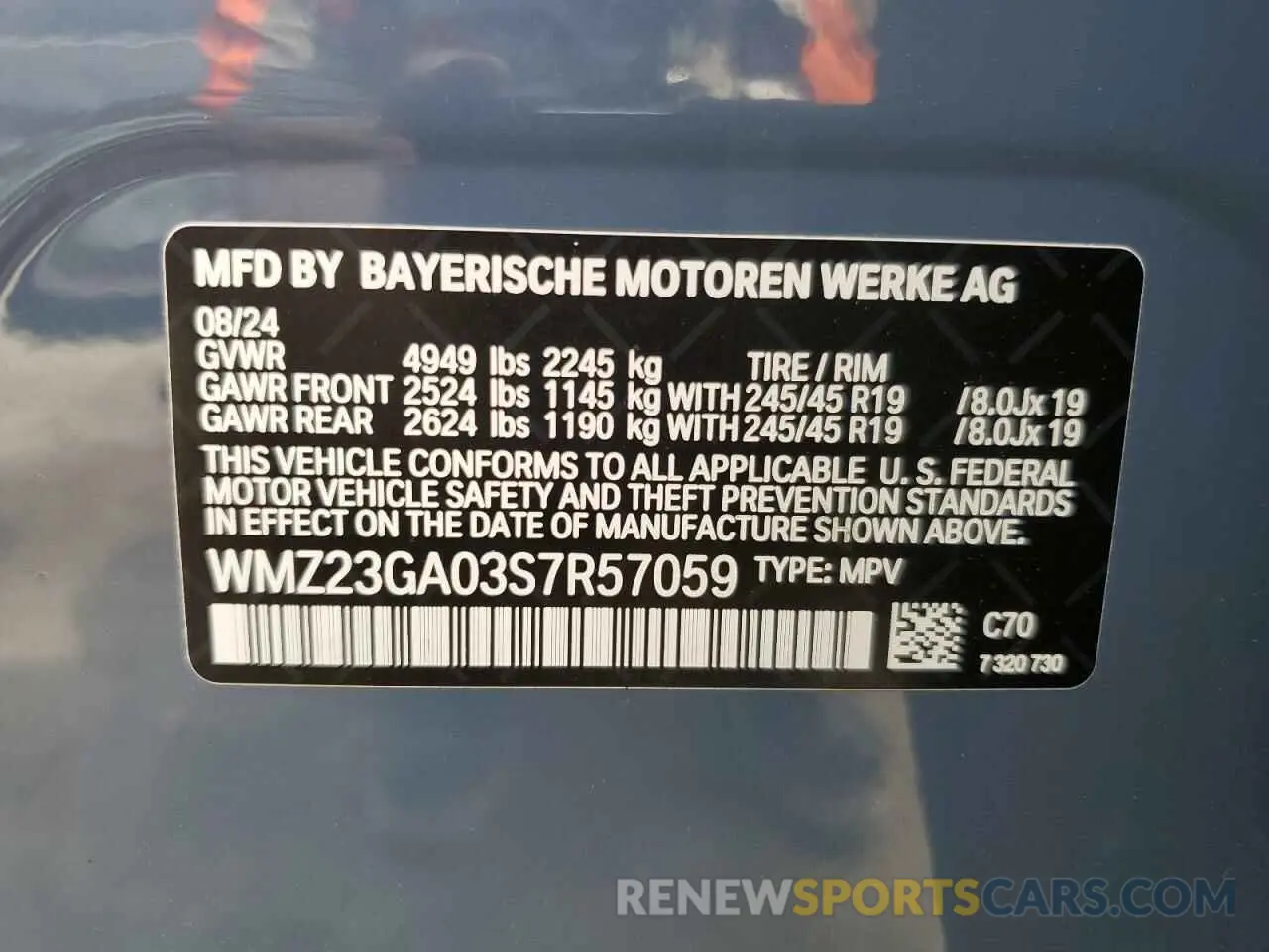 12 Photograph of a damaged car WMZ23GA03S7R57059 MINI COOPER 2025