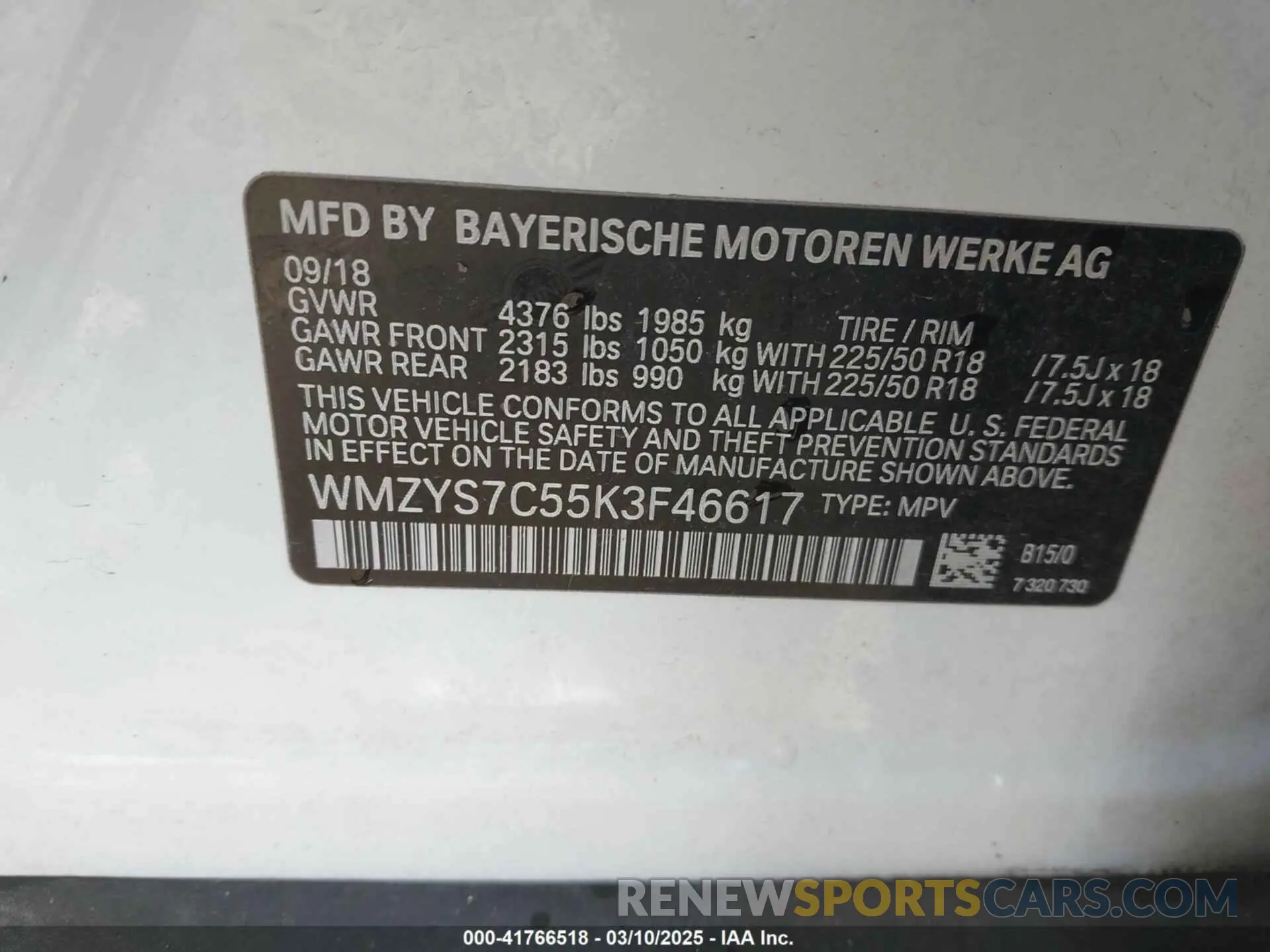 9 Photograph of a damaged car WMZYS7C55K3F46617 MINI COUNTRYMAN 2019
